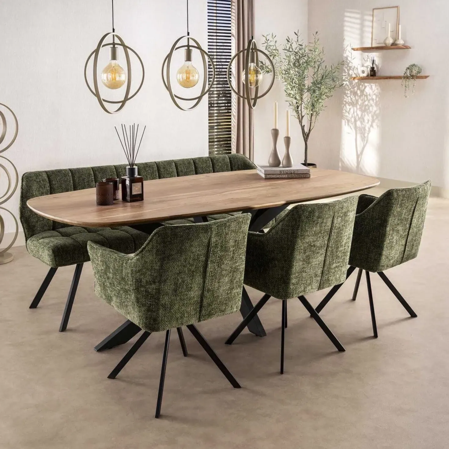 Kelly Eetkamerbank hoven Groen