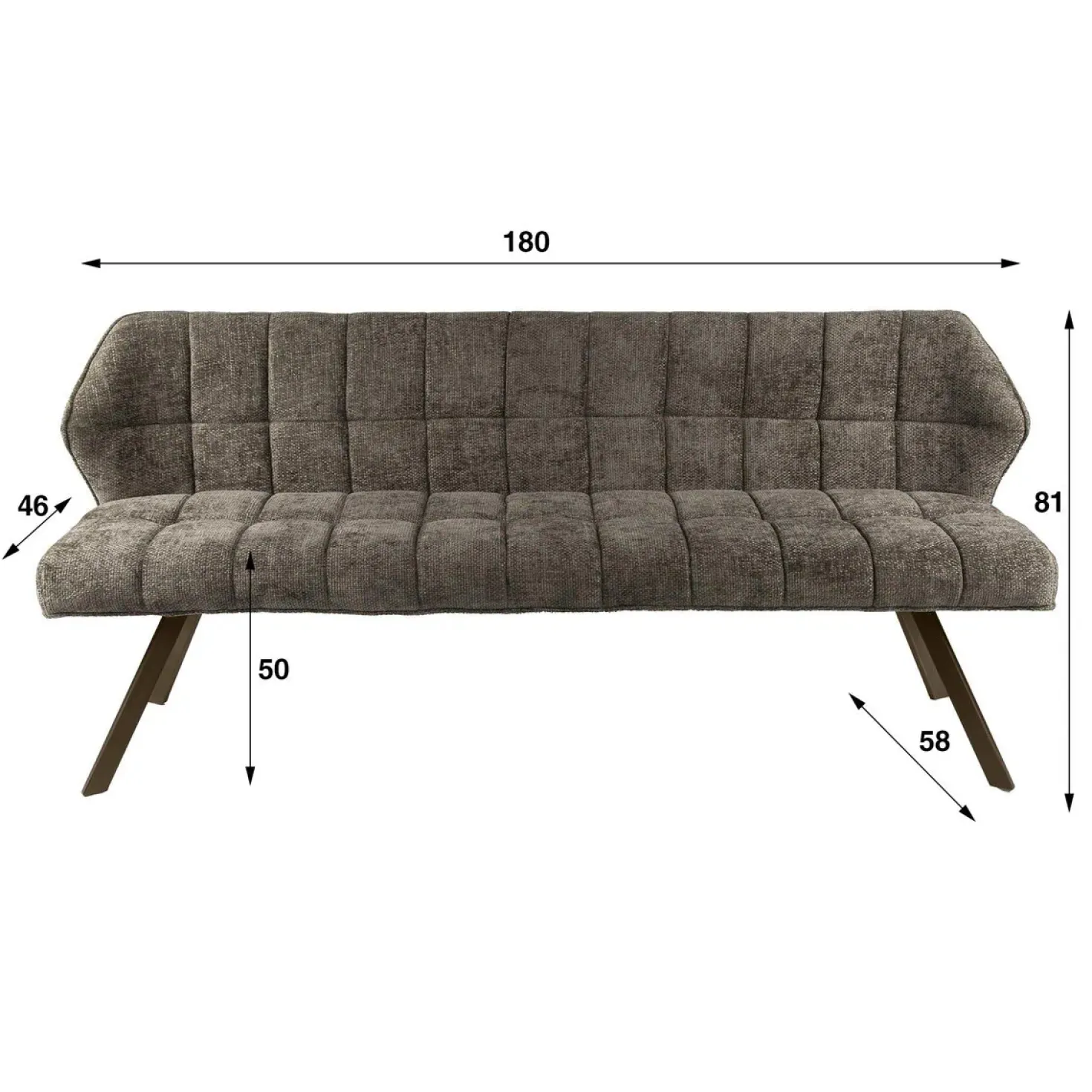 Kelly Eetkamerbank Hoven taupe met bruin bronzen poot