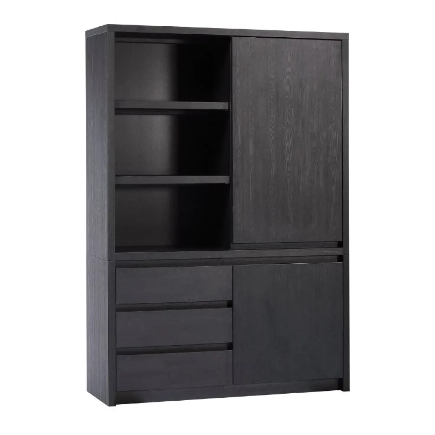 Kiara Vakkenkast 2-deur 3-vaks Zwart 138cm