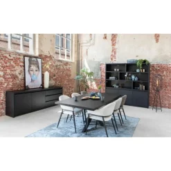 Kiara Vakkenkast 3-deur 6-vaks Zwart 202cm