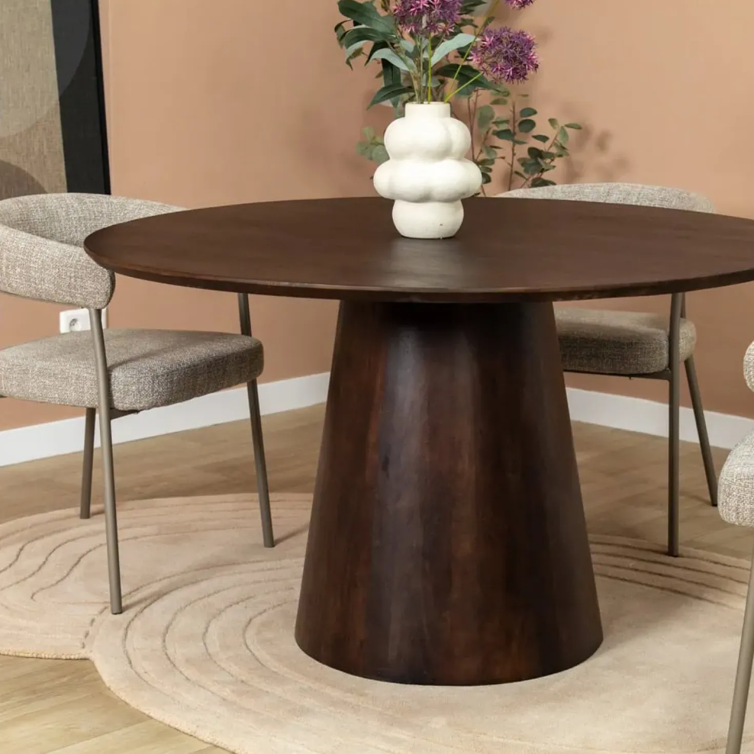 Lin Eettafel rond Espresso 130cm