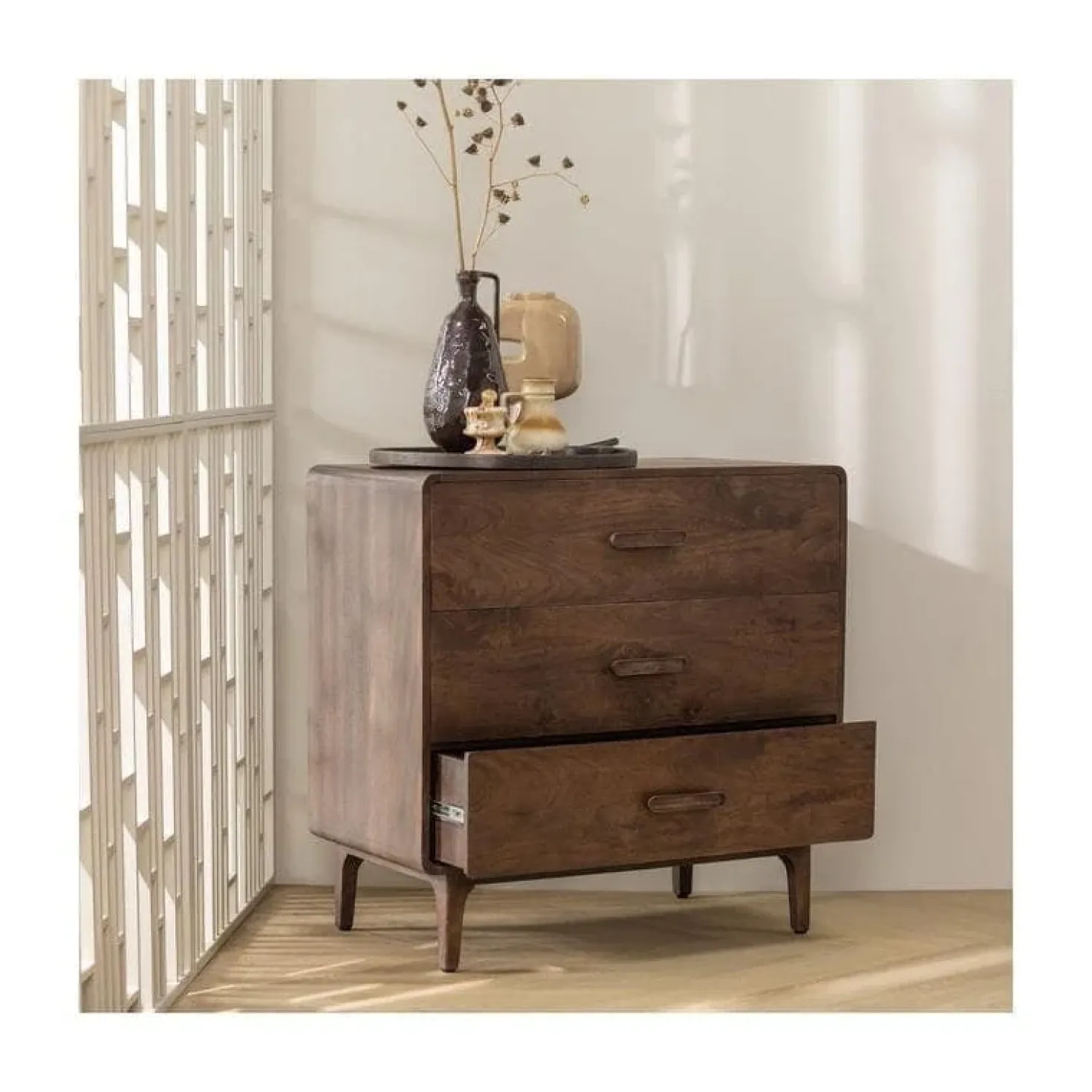 Liya Ladekast mangohout donkerbruin 90cm
