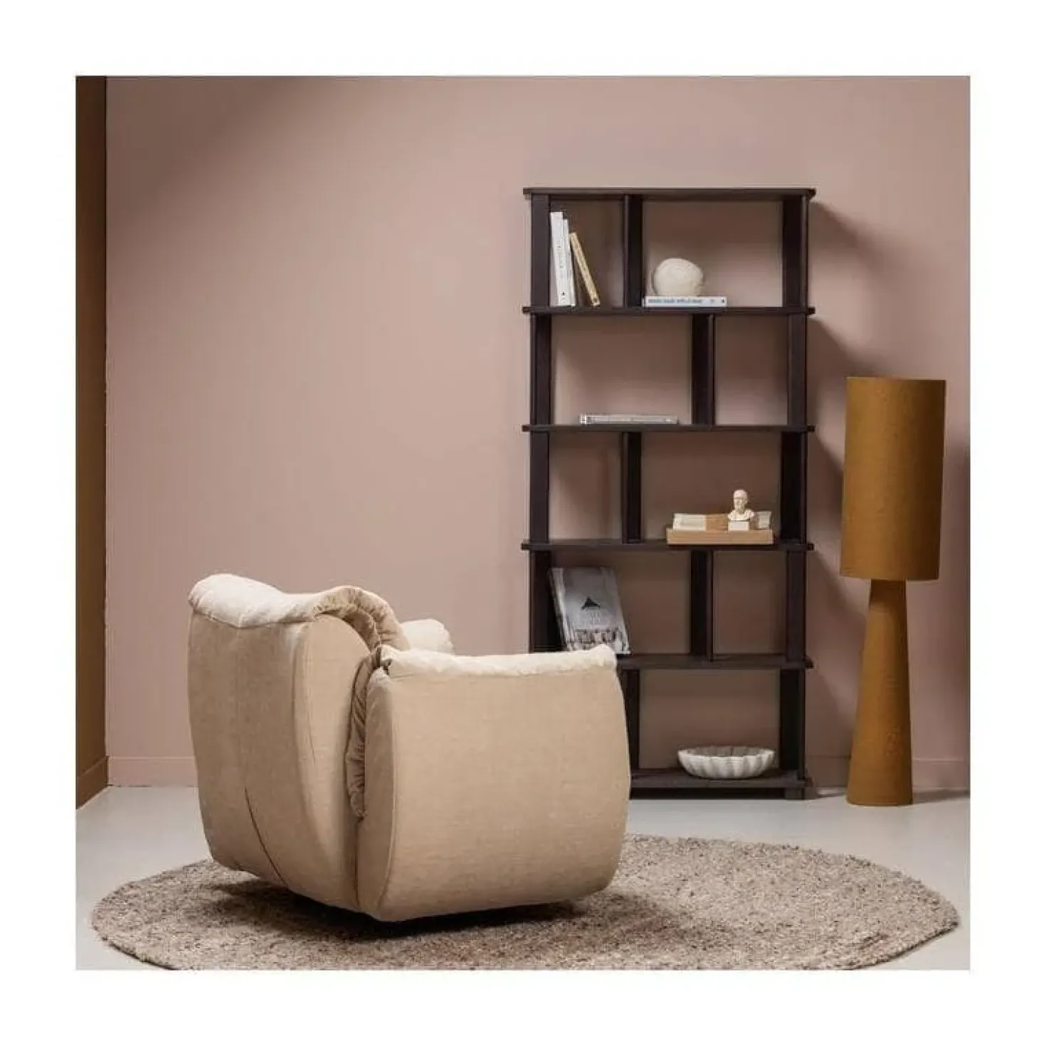 Loft 2-lichts Vloerlamp metaal/bouclé tapenade