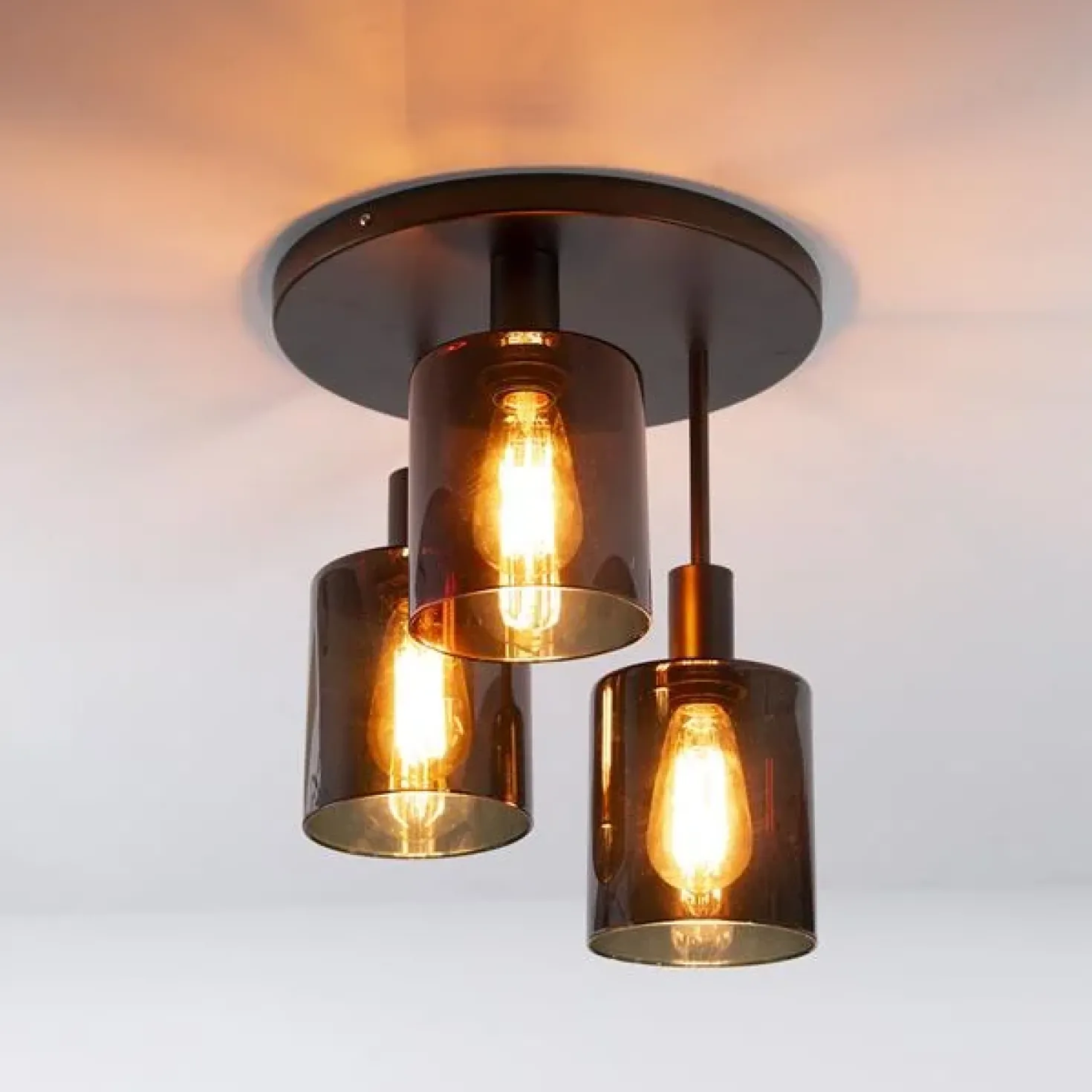 Luca 3-lichts Plafondlamp Bruin