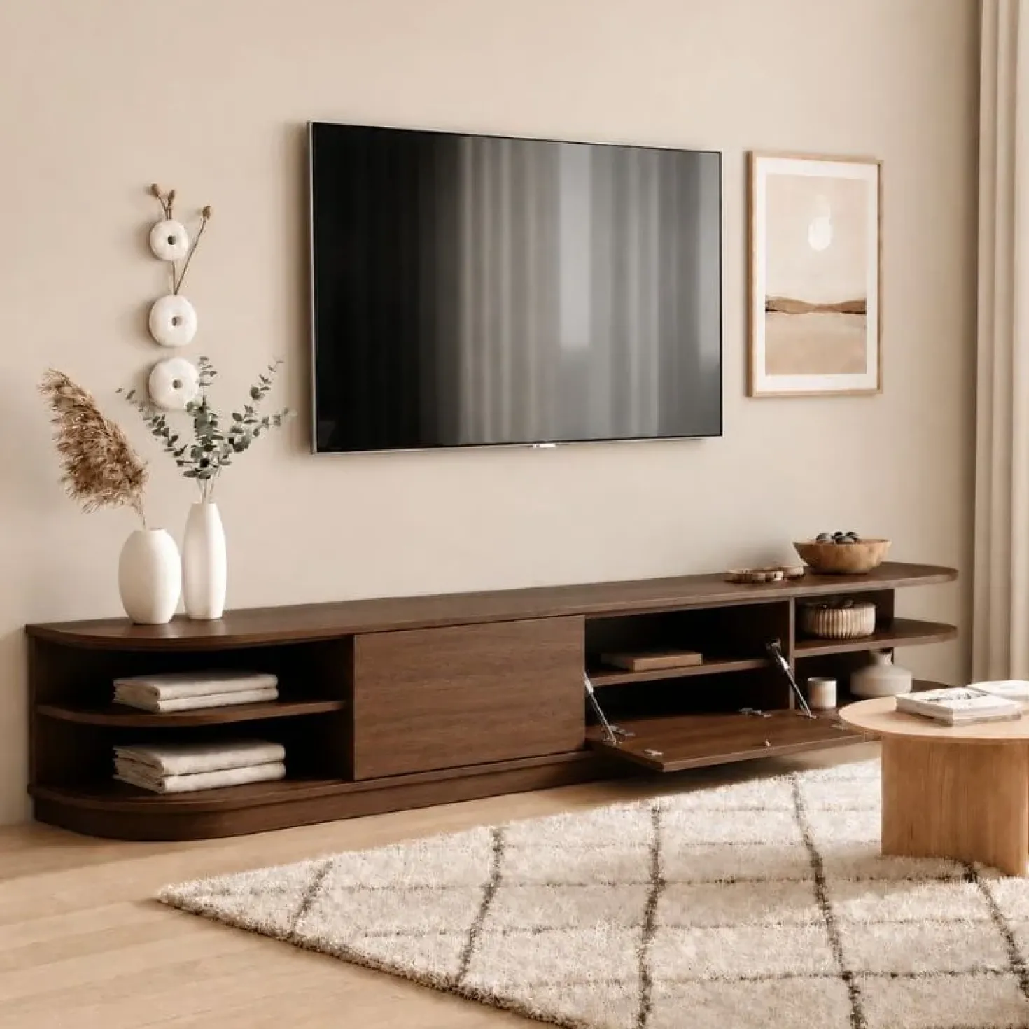 Luca Staand Tv meubel Walnoot 220 cm