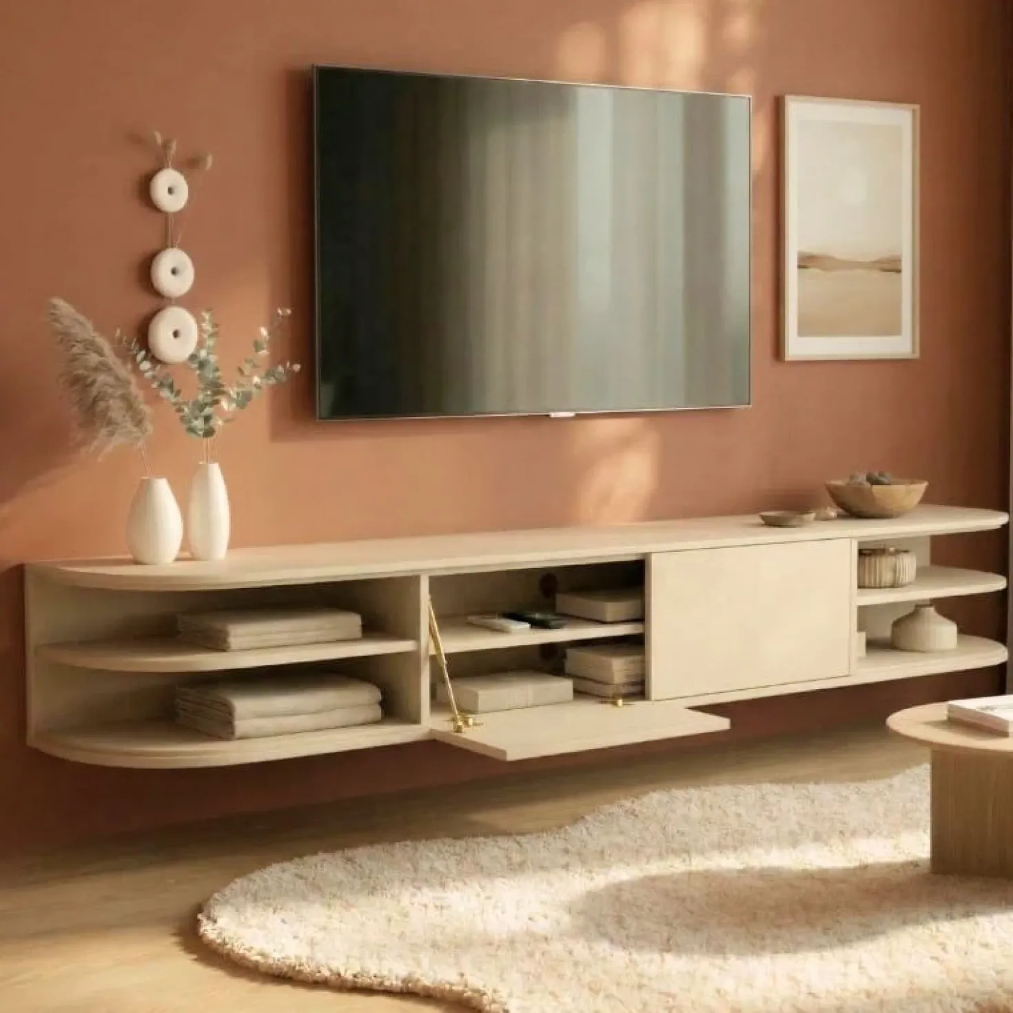 Luca zwevend Tv meubel Zand 220 cm