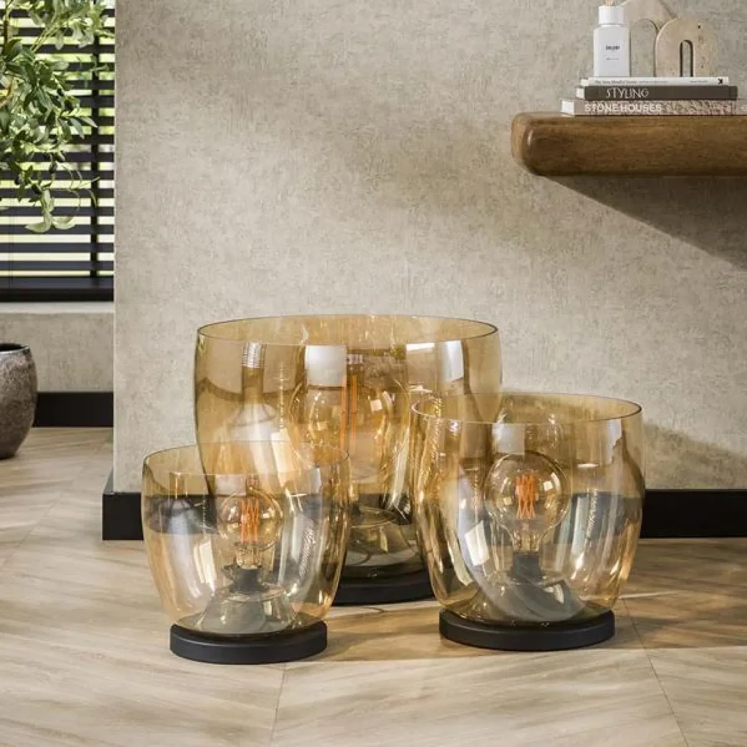 Masuka 1-lichts Vloerlamp Amber L 41cm