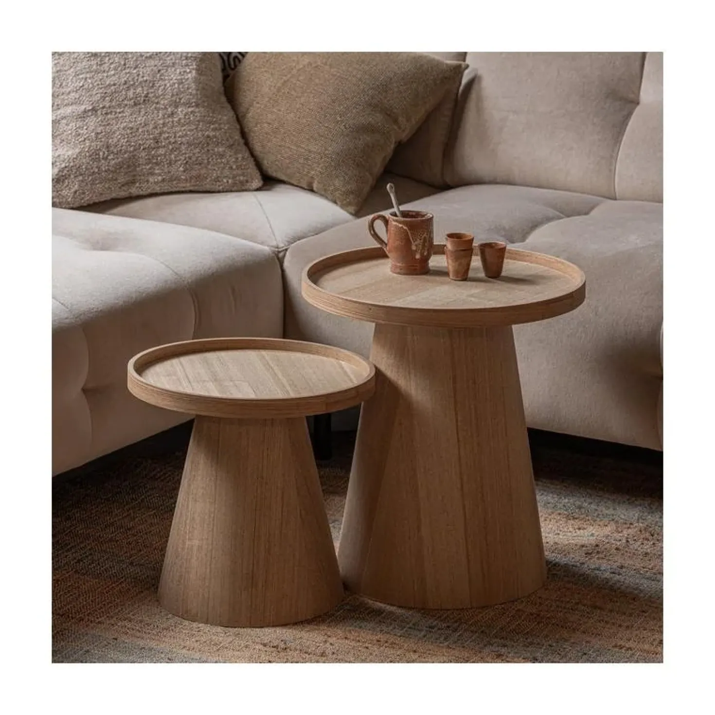 Maud Bijzettafel Conisch rond MDF Naturel 45cm