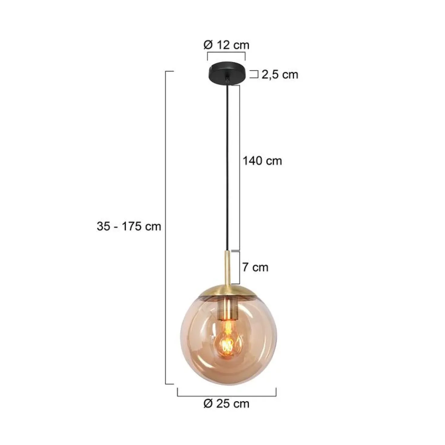 Maya 1-lichts Hanglamp 25cm Amber
