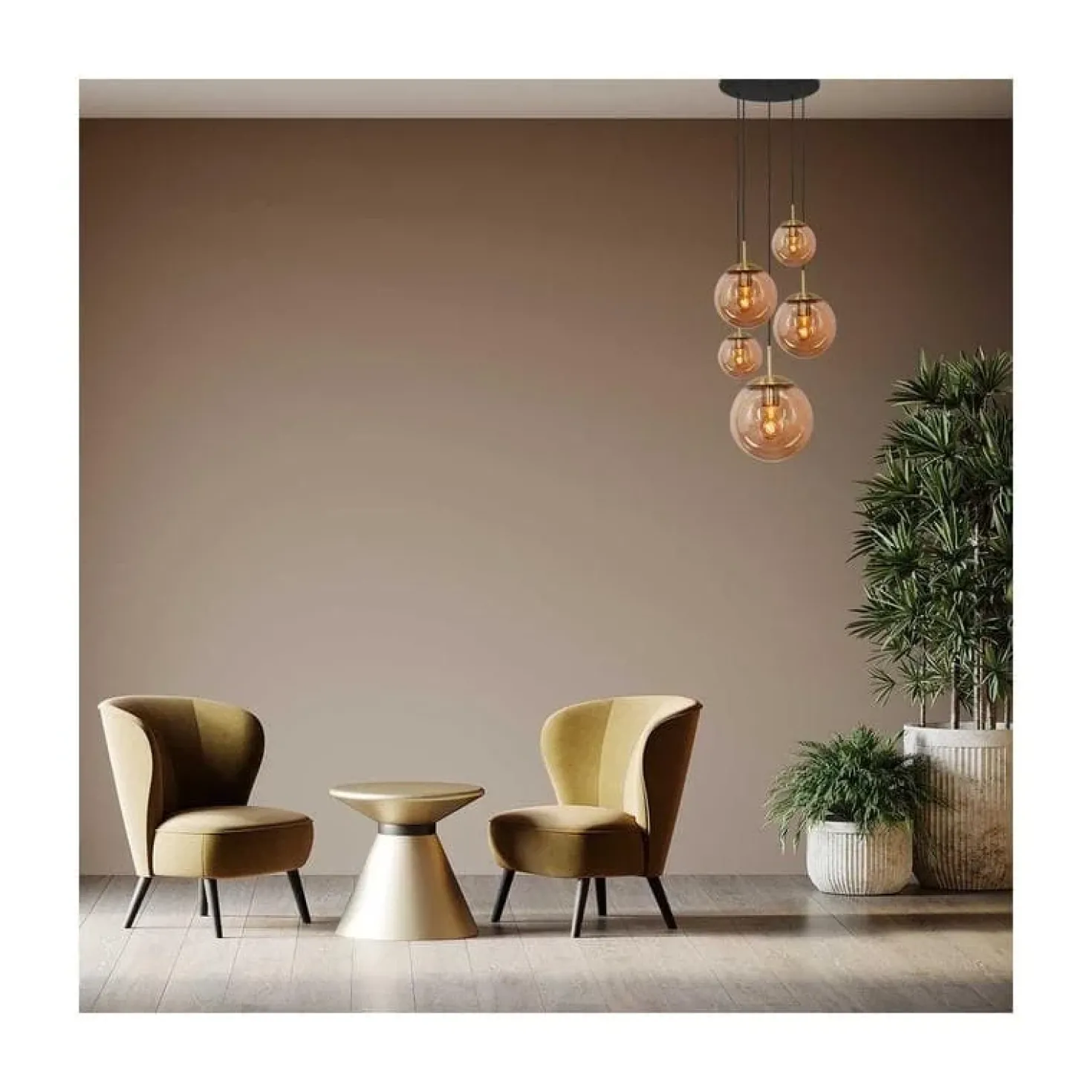 Maya 5-lichts Hanglamp Getrapt Amber