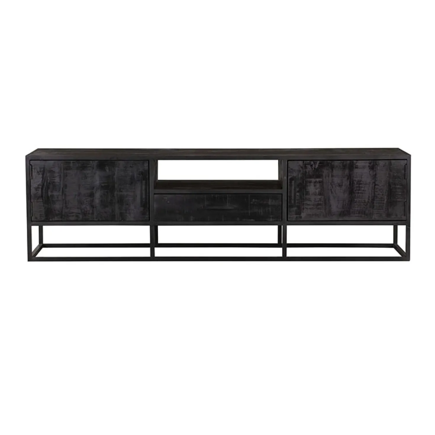 Morada tv meubel industrieel mangohout zwart 145cm