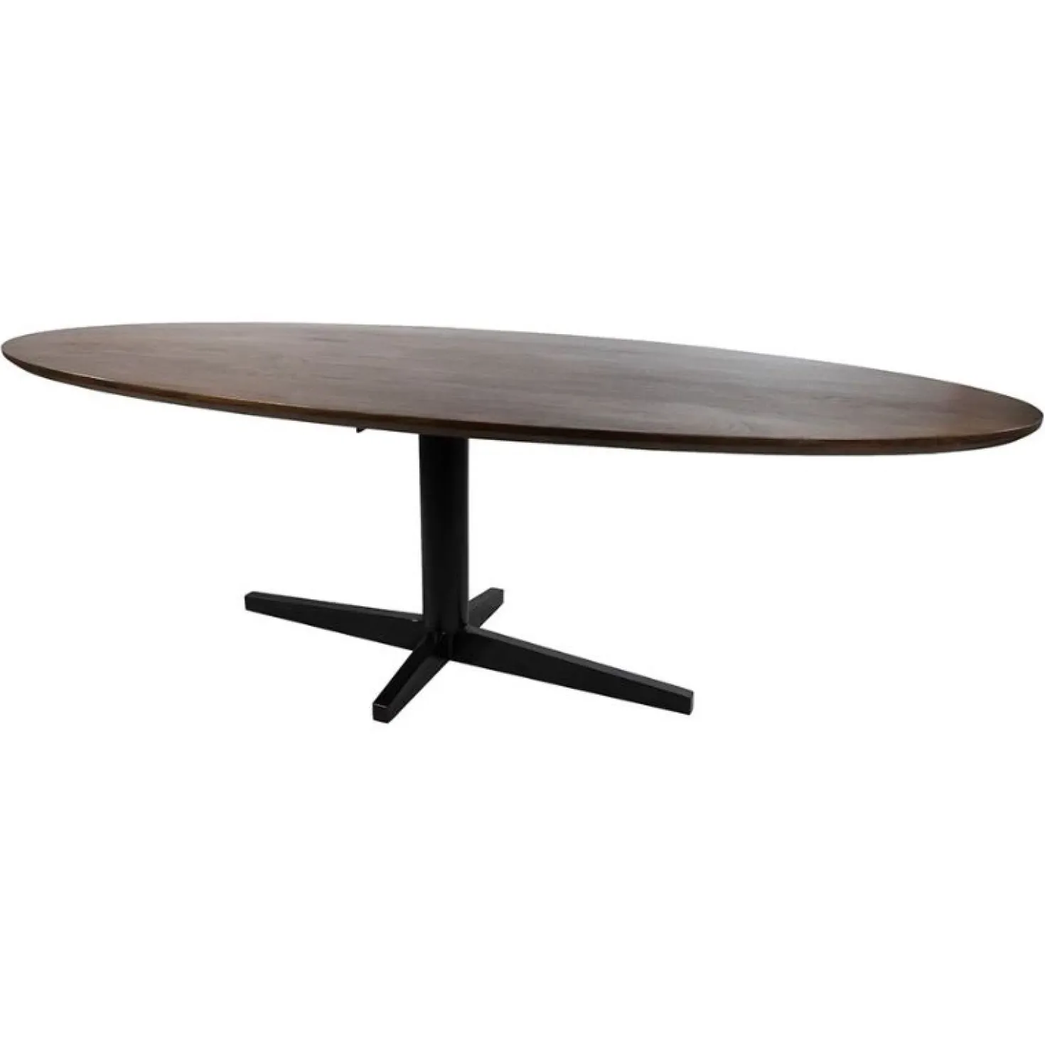 Morgan Eettafel ovaal Walnoot - Zwart onderstel 160cm