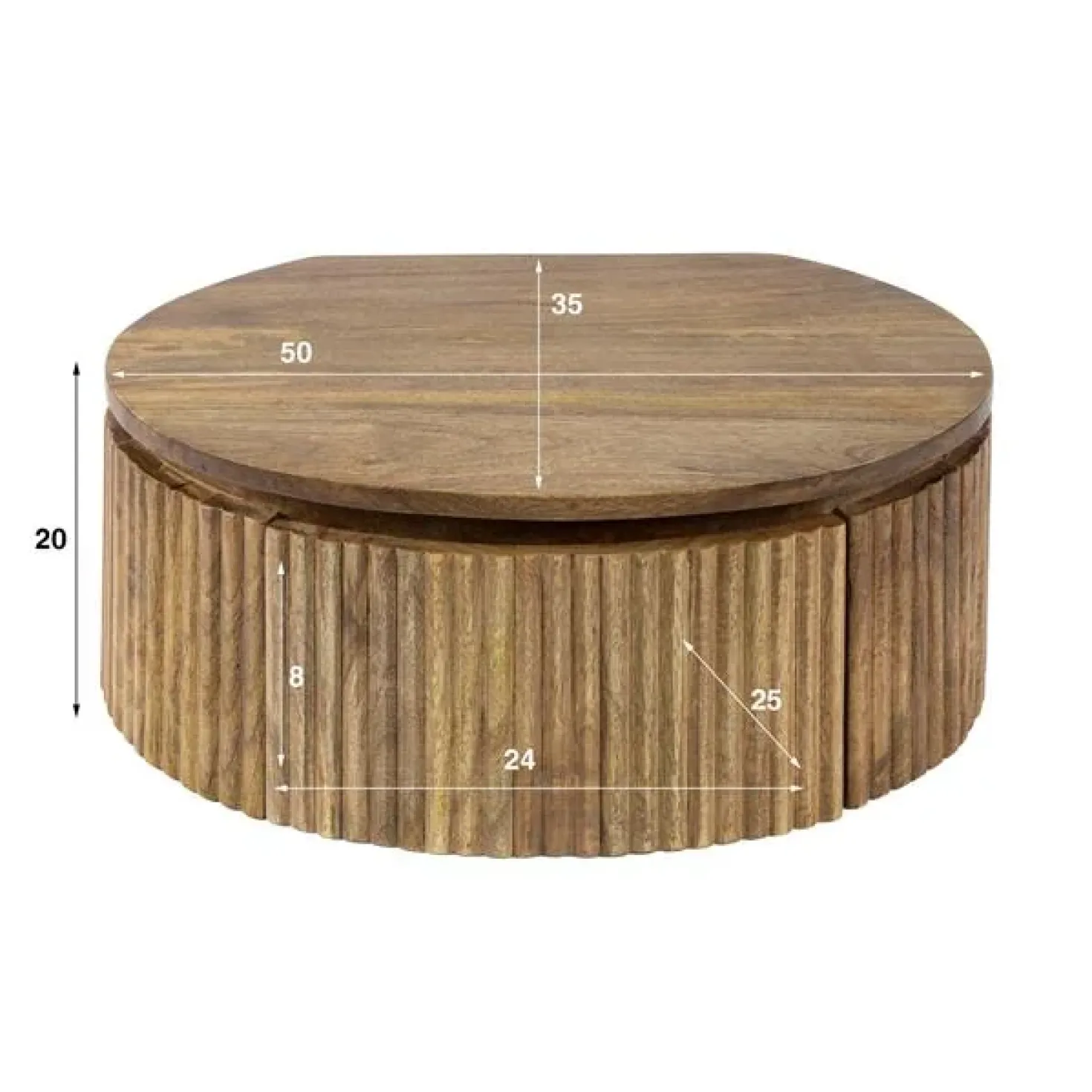 Namra Zwevend Nachtkastje Rond Mangohout 50cm