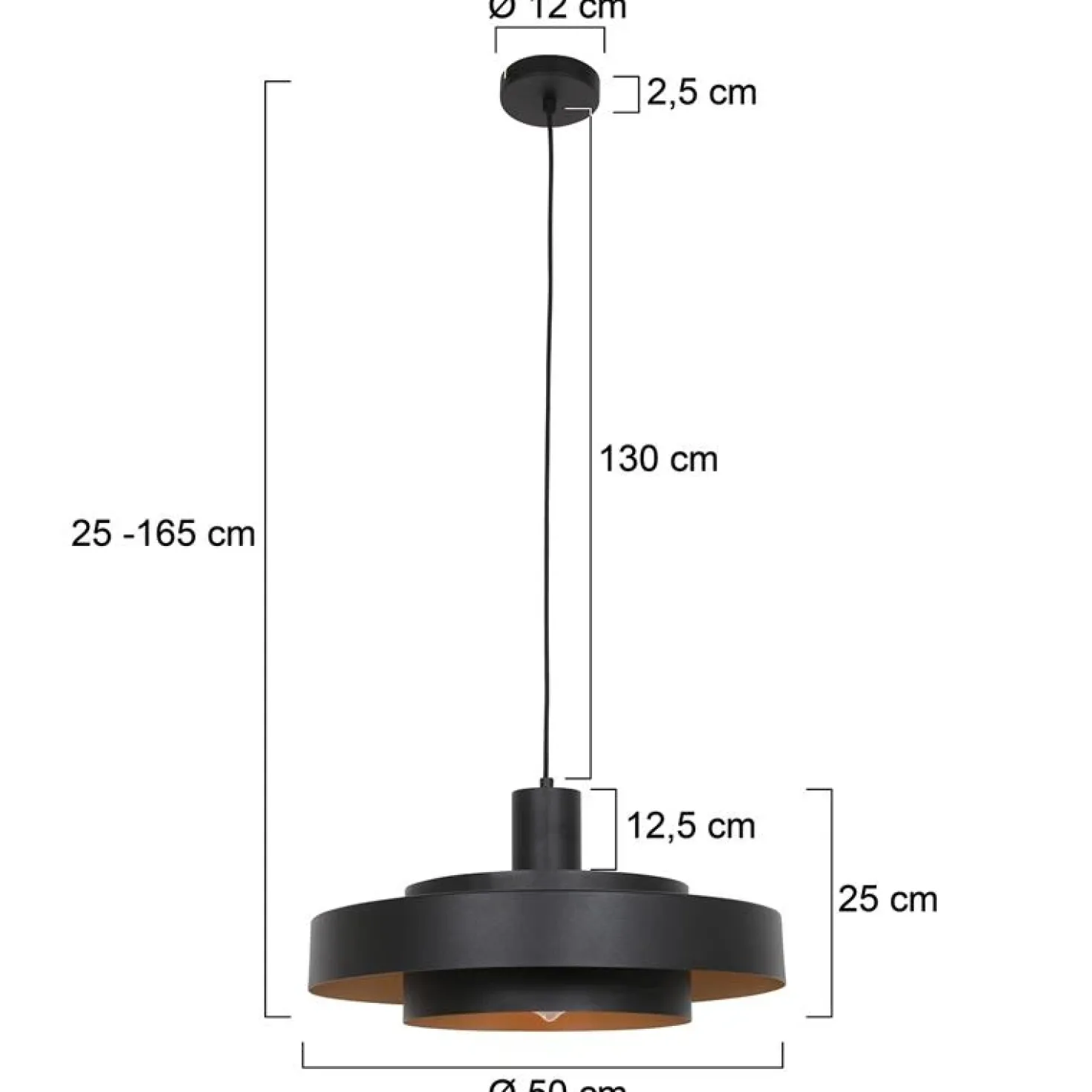 Naro 1-lichts Hanglamp Zwart