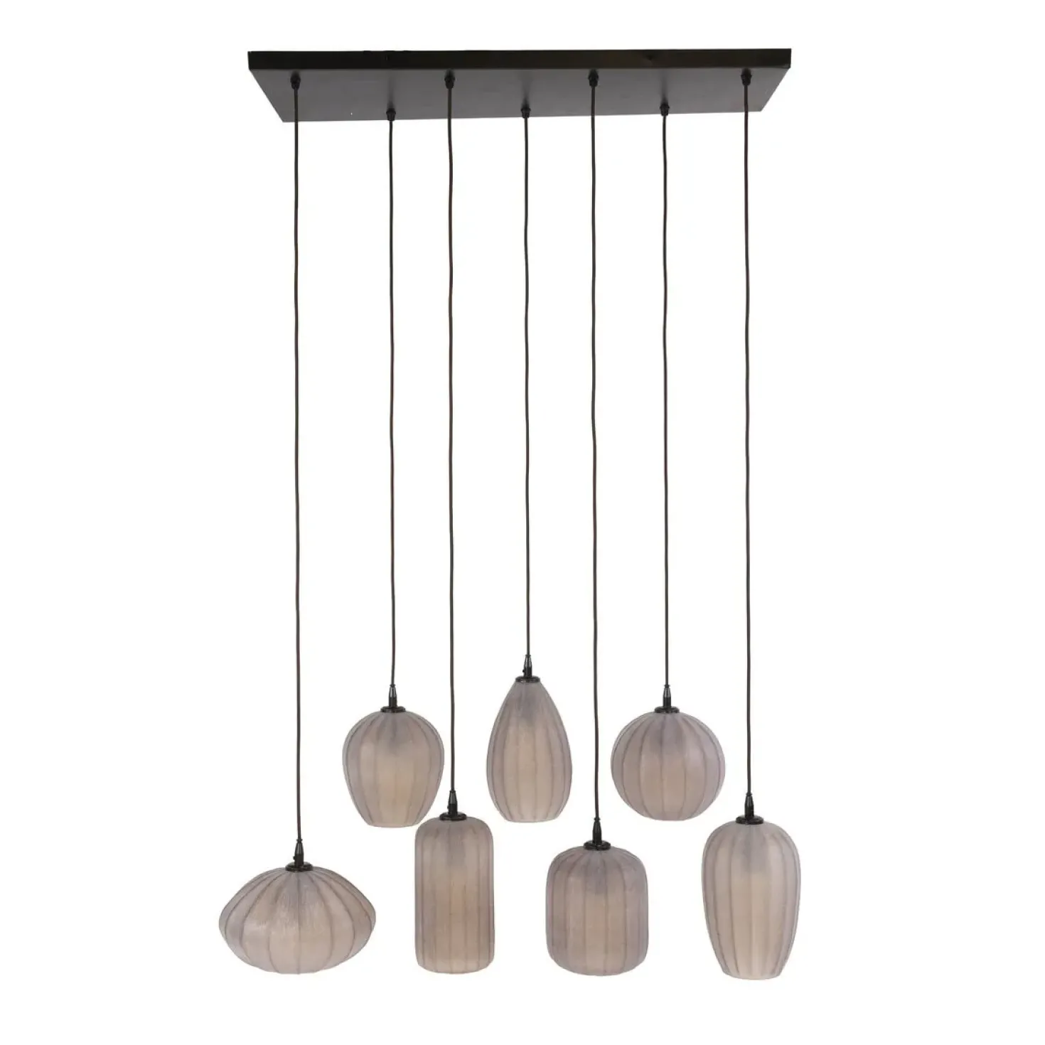 Nevada 7-lichts Hanglamp bruin-frosted glas