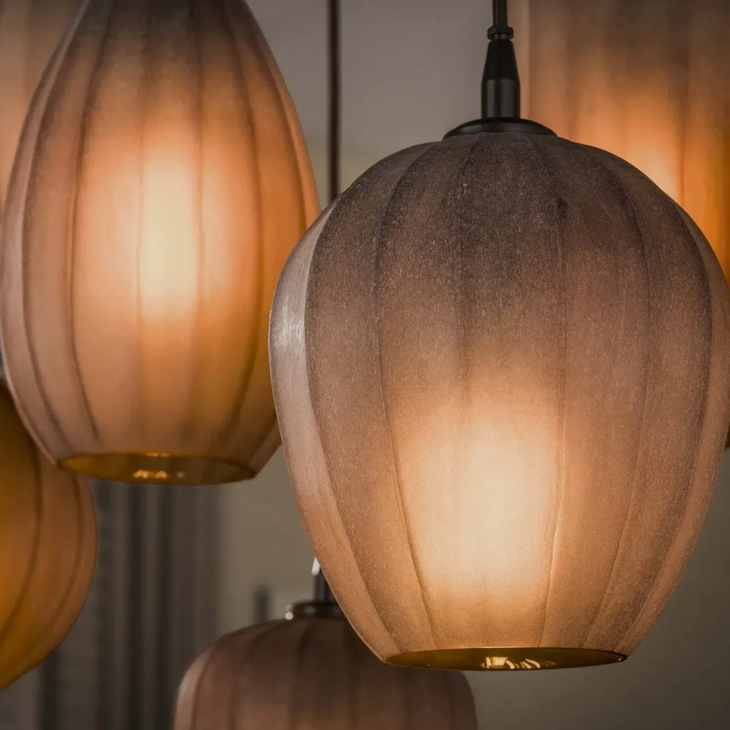 Nevada 7-lichts Hanglamp bruin-frosted glas