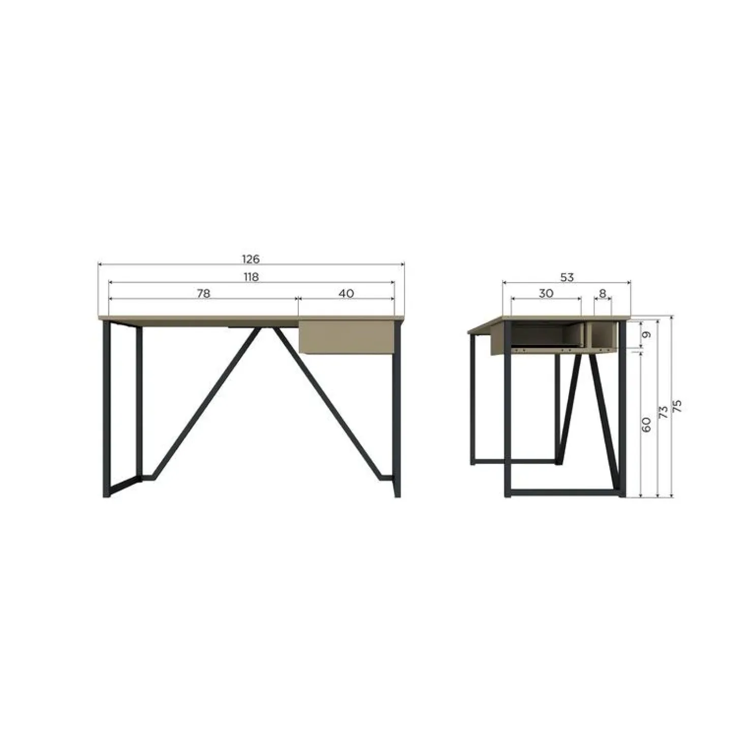 New Julius Bureau Dennenhout Dust 126cm