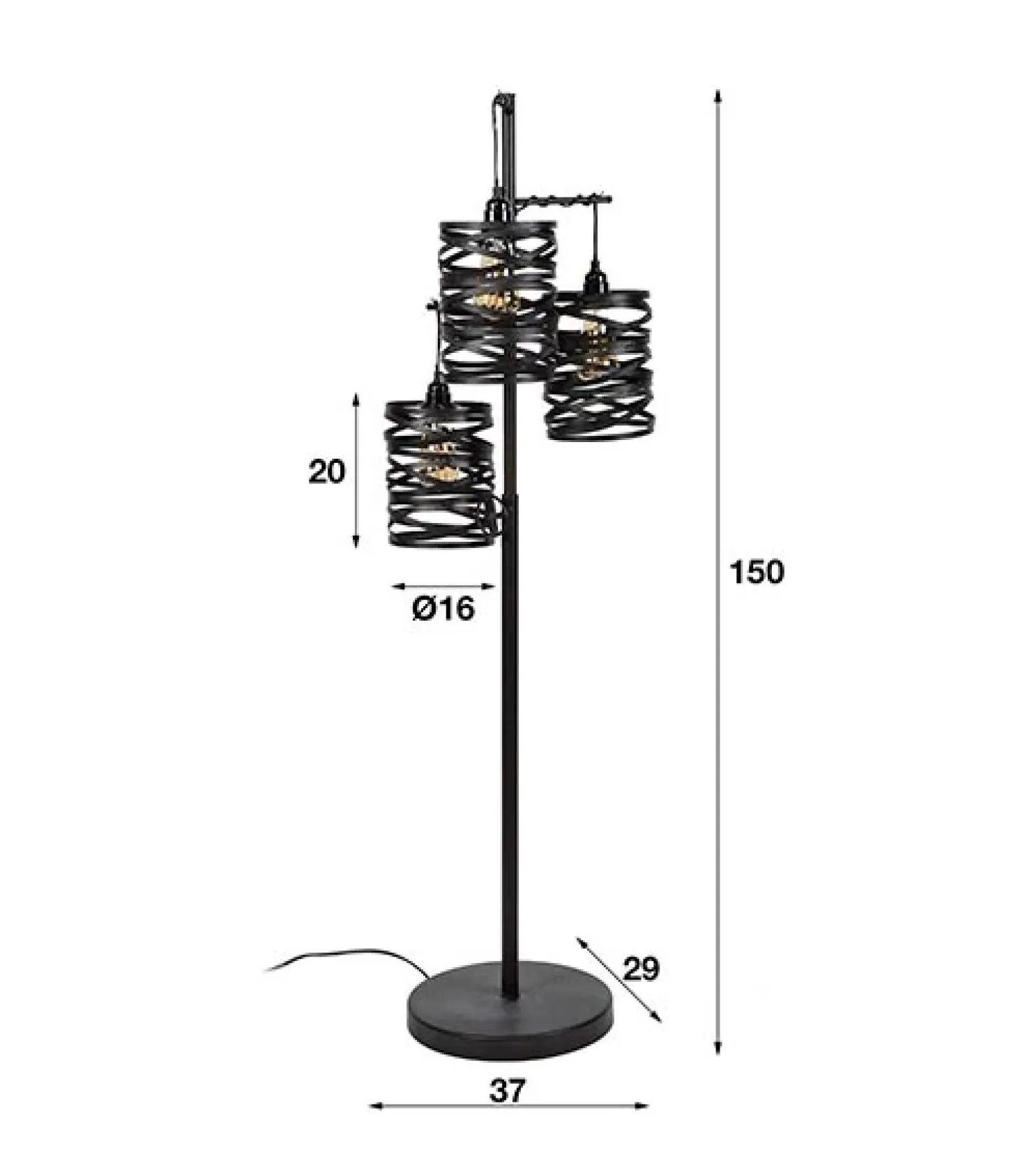 Norvel vloerlamp 3-lichts