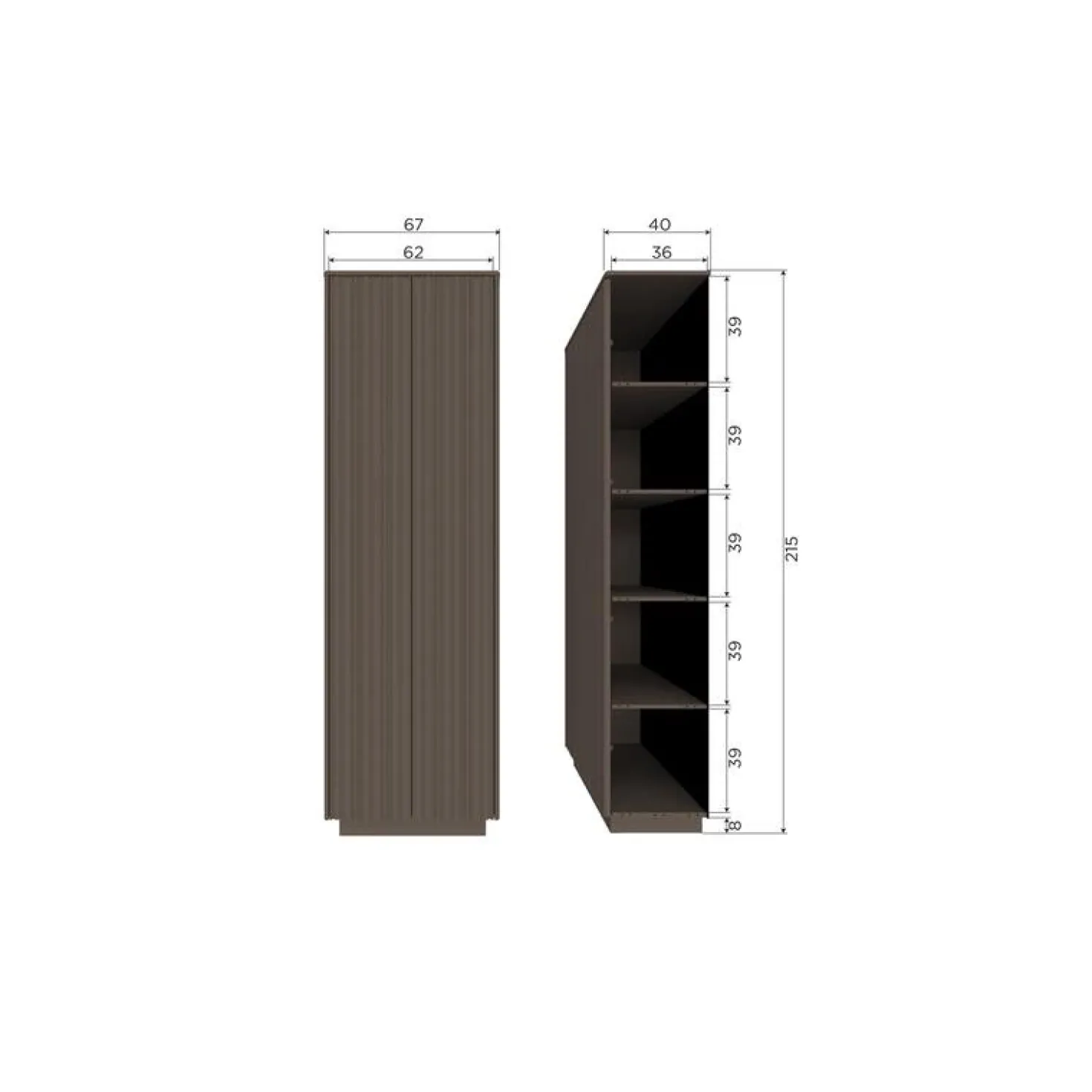 Nova Hoge Opbergkast Dennenhout Truffelbruin 67cm