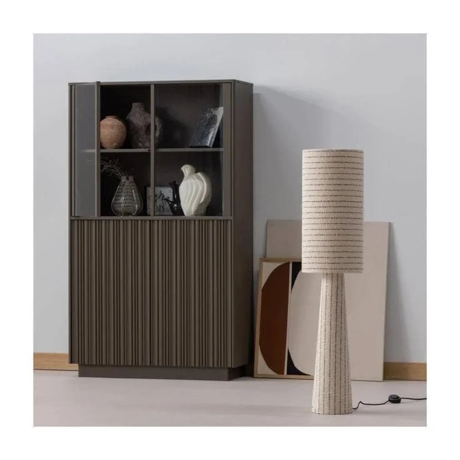 Nova Lage Vitrinekast Dennenhout Truffelbruin 102cm