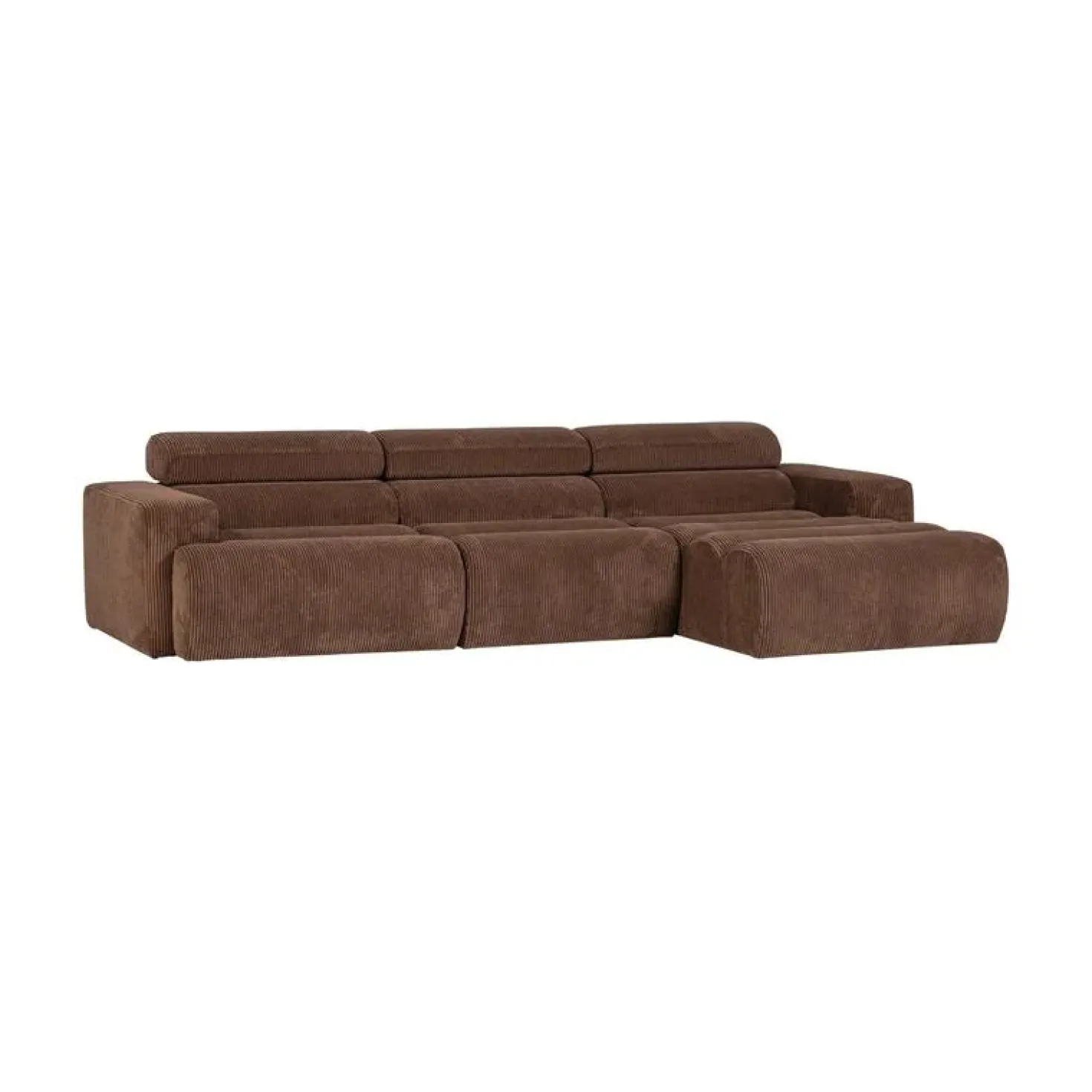 Novi Chaise Longue Bank Rechts Ribstof Mokkabruin