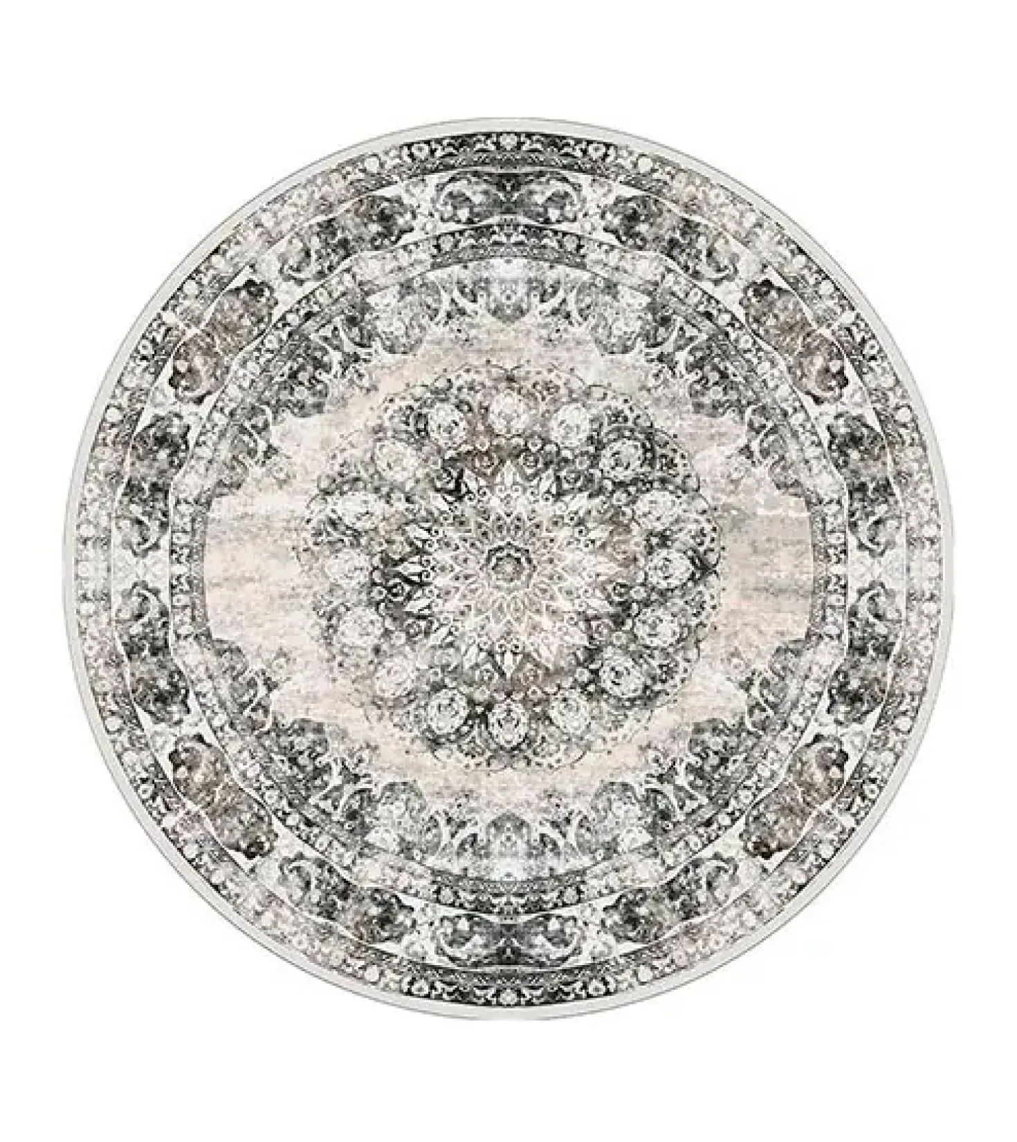 Parandis vloerkleed vintage rond Antraciet