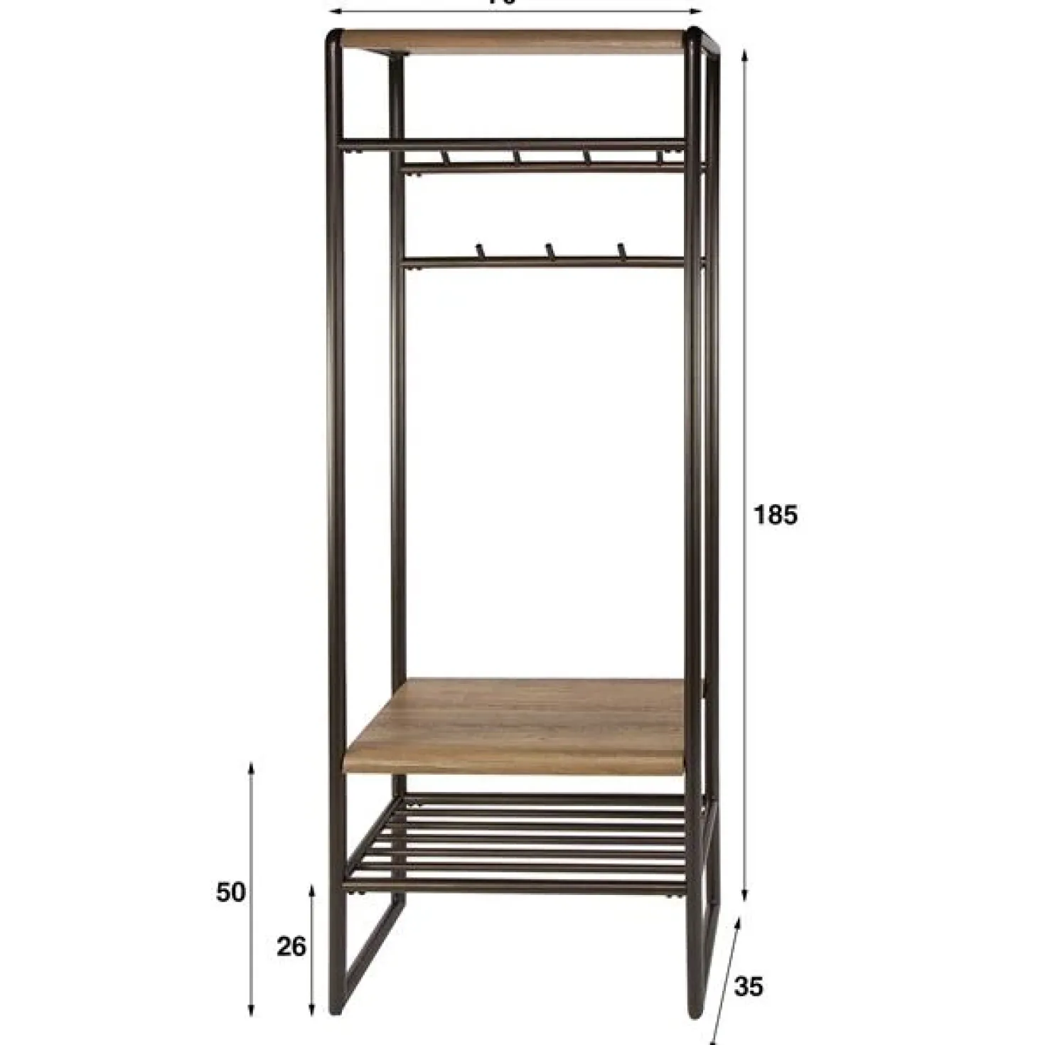 Patrick Staande Kapstok Hout 70cm