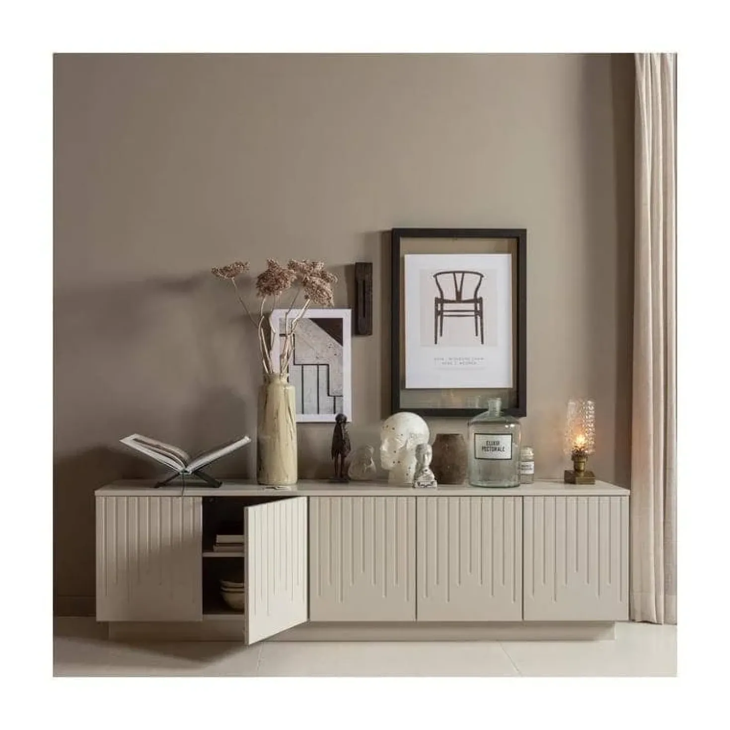Pencil TV Meubel Dennenhout Mist 180cm