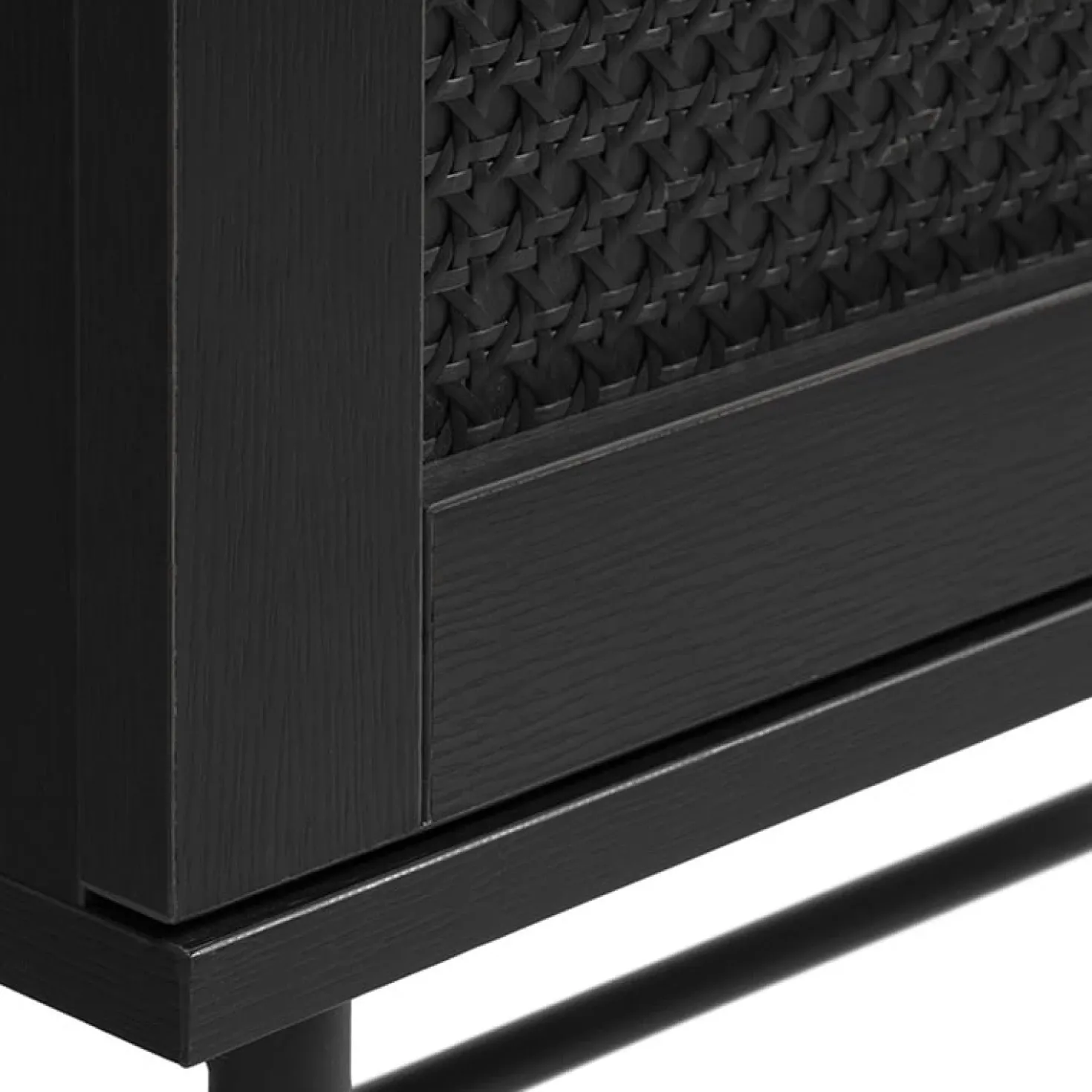 Pernille wandkast zwart melamine rotan 80cm