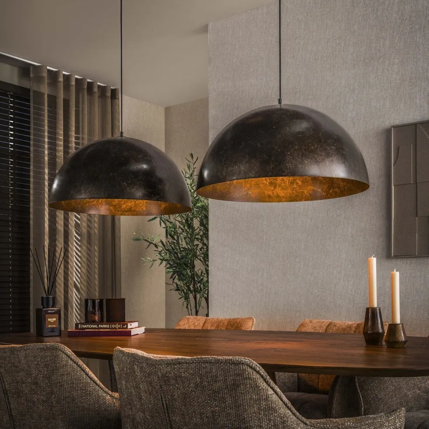 Raven 2-lichts Hanglamp Bruin