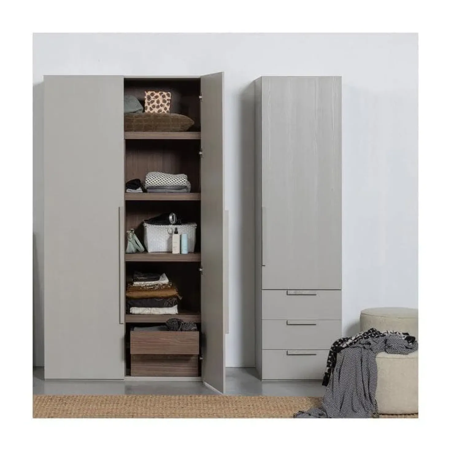 Rens 2-Deurs Kledingkast Pebble Grey 110cm