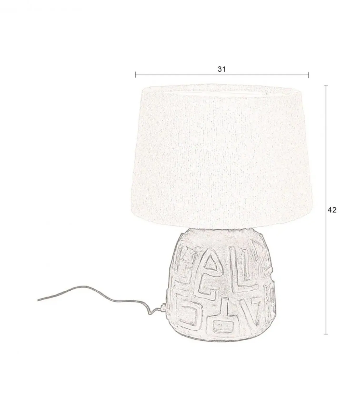 Renzo 1-lichts Tafellamp Wit 31cm