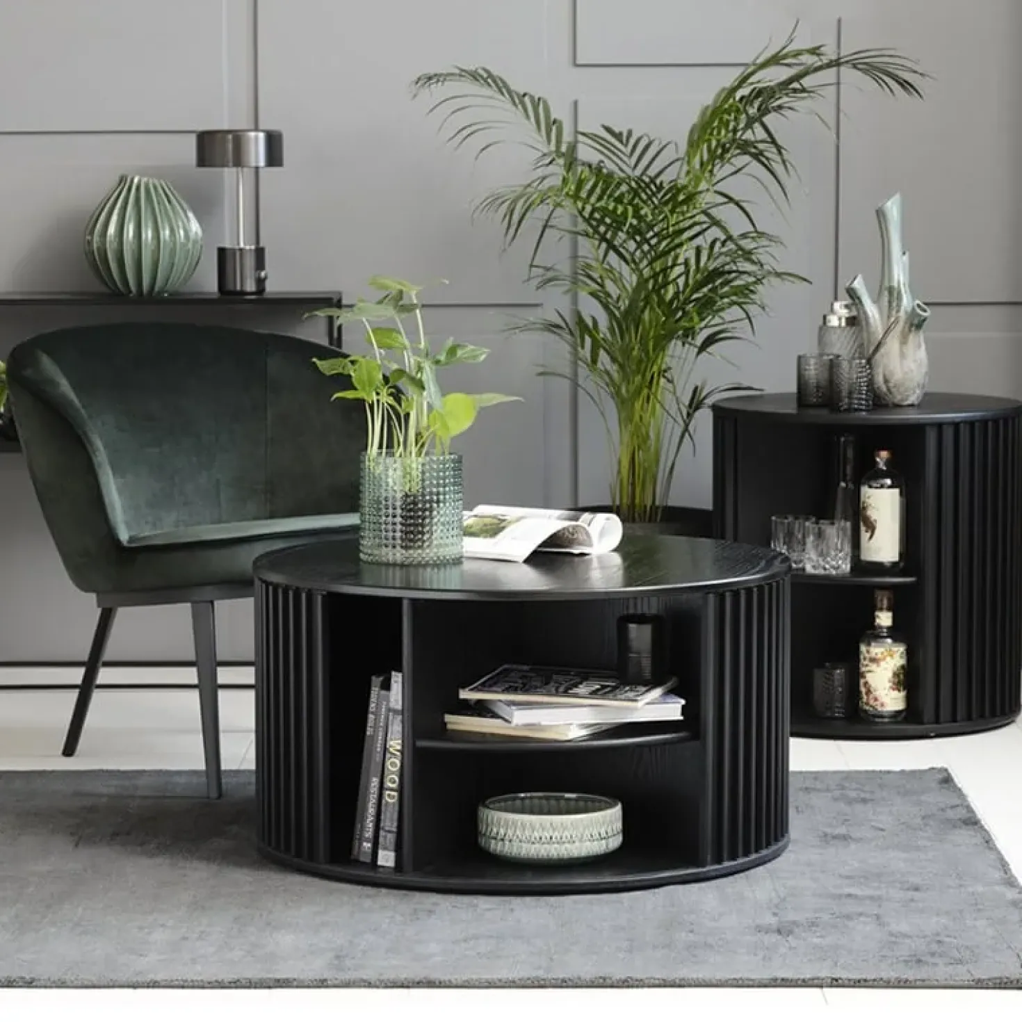 Sarita bijzettafel zwart eikenhoutfineer 60cm