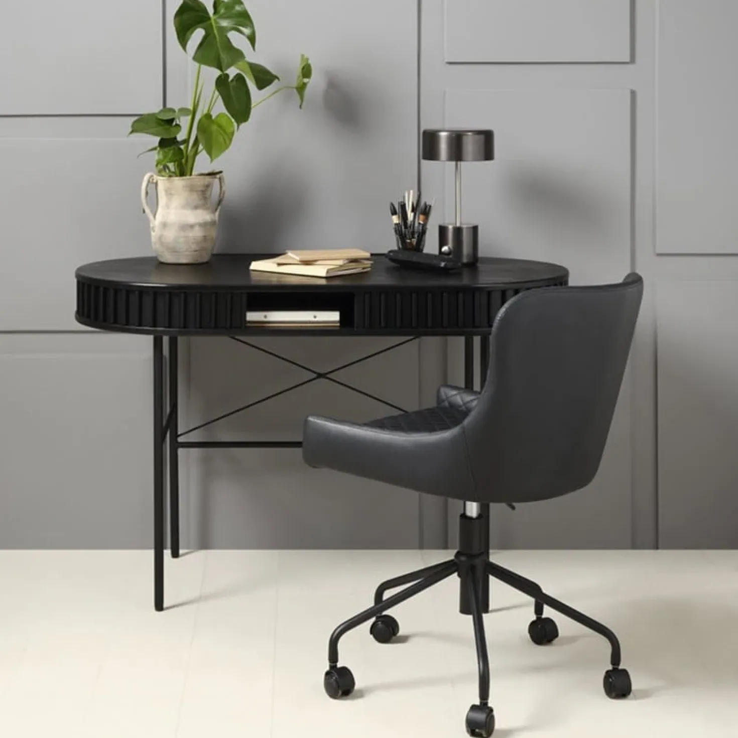 Sarita bureautafel zwart eikenhoutfineer 120cm
