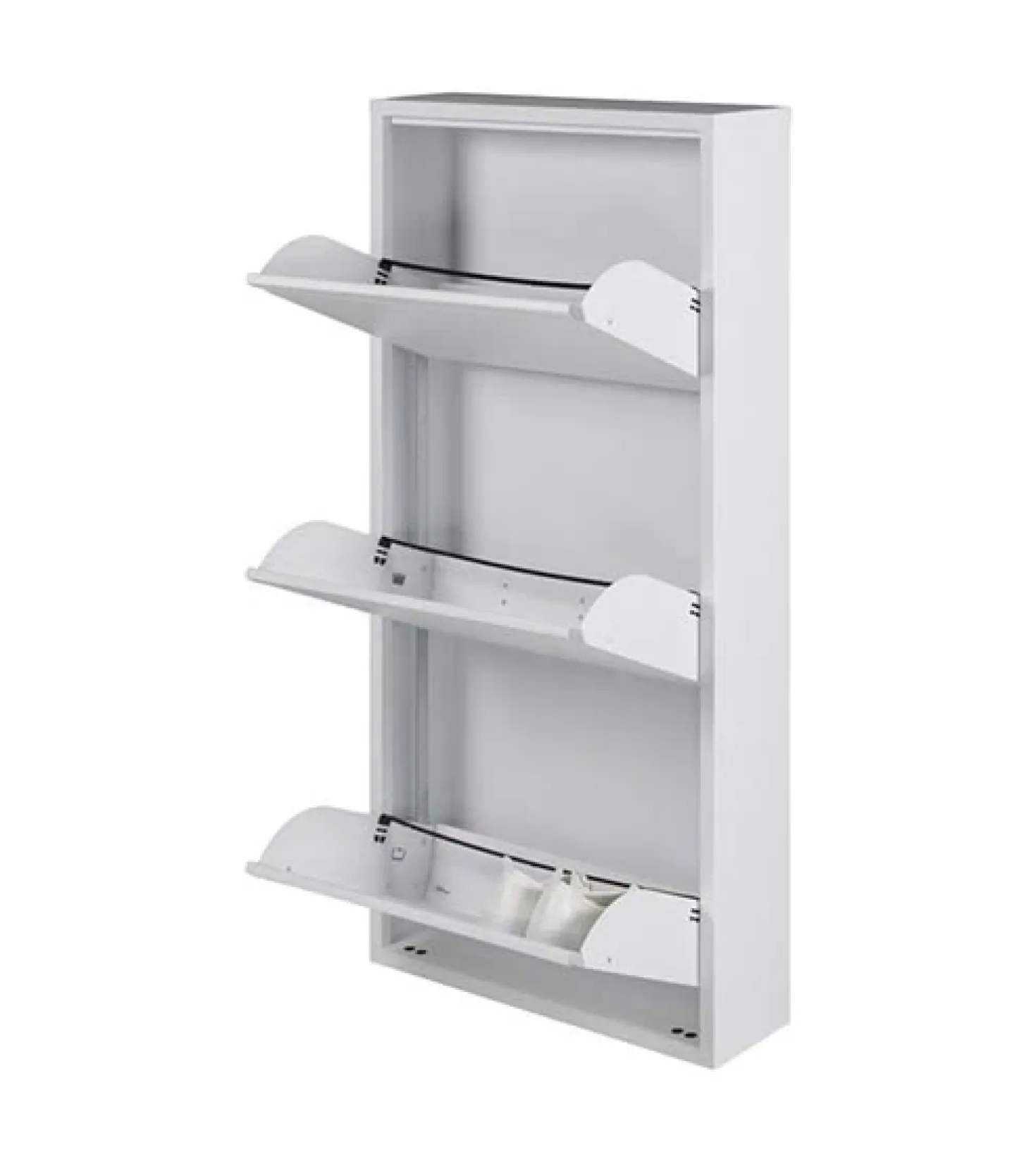 Schoenenkast industrieel Pippen (3 lades) – Wit metaal