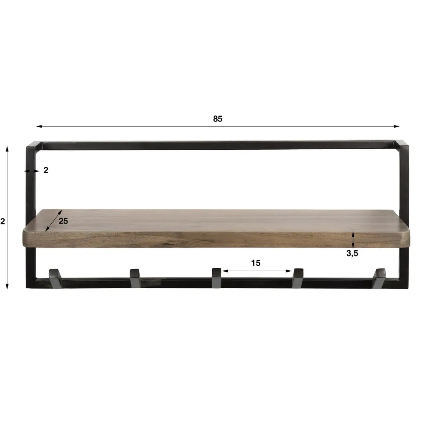 Stockton Kapstok 6 haken Bruin 85cm