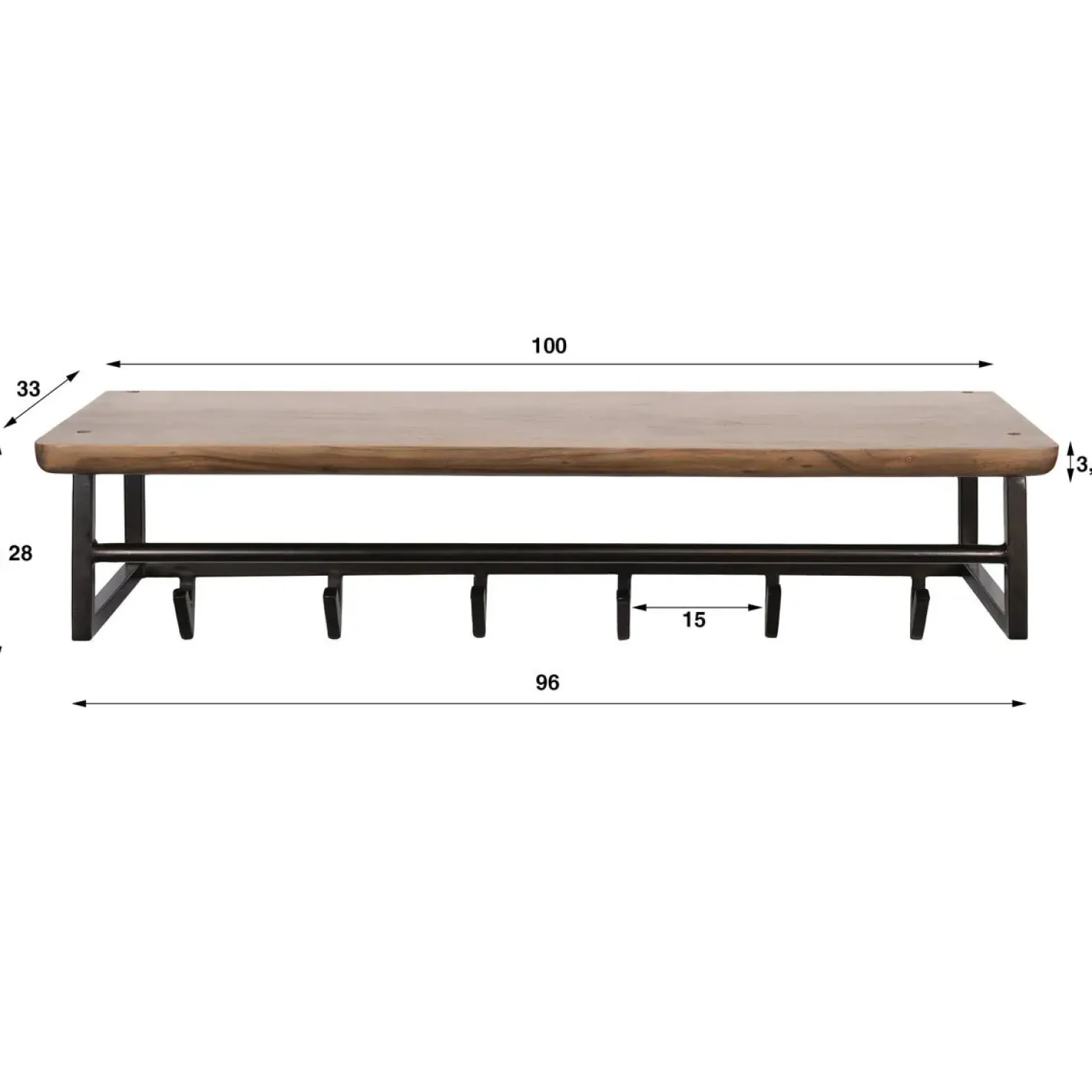 Stockton Kapstok met stang 6 haken Bruin 100cm