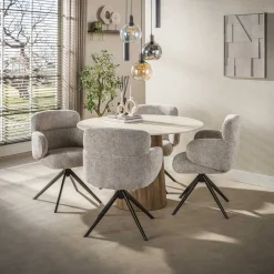 Strato Eettafel Rond keramiek Travertin 120cm