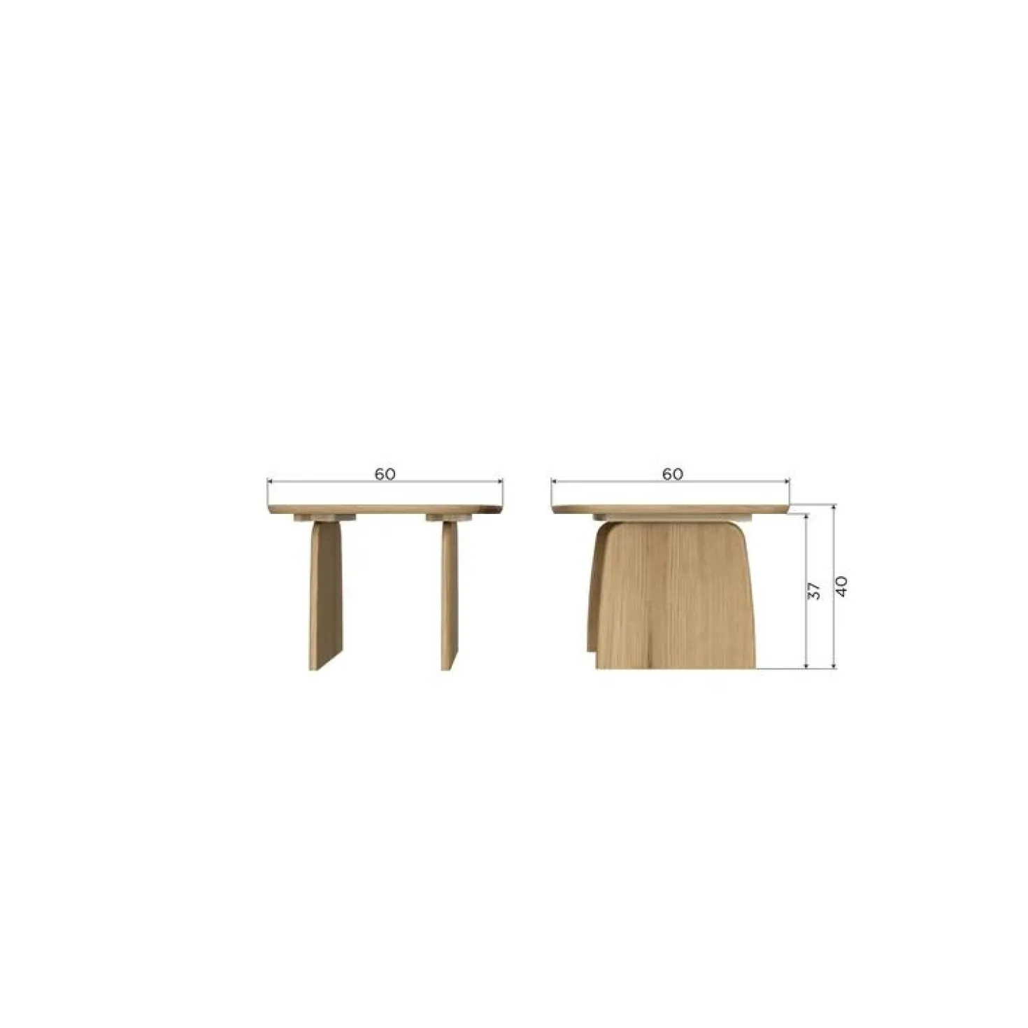 Tablo Salontafel organisch Eikenhout naturel 60cm