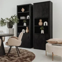 Tenna Boekenkast Zwart mangohout 80cm