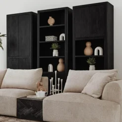 Tenna Boekenkast Zwart mangohout 80cm