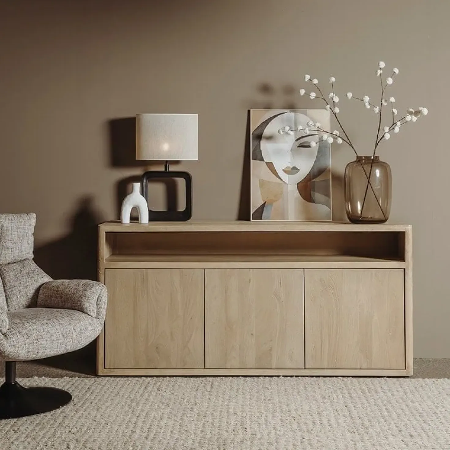 Tenna Dressoir naturel mangohout 180cm