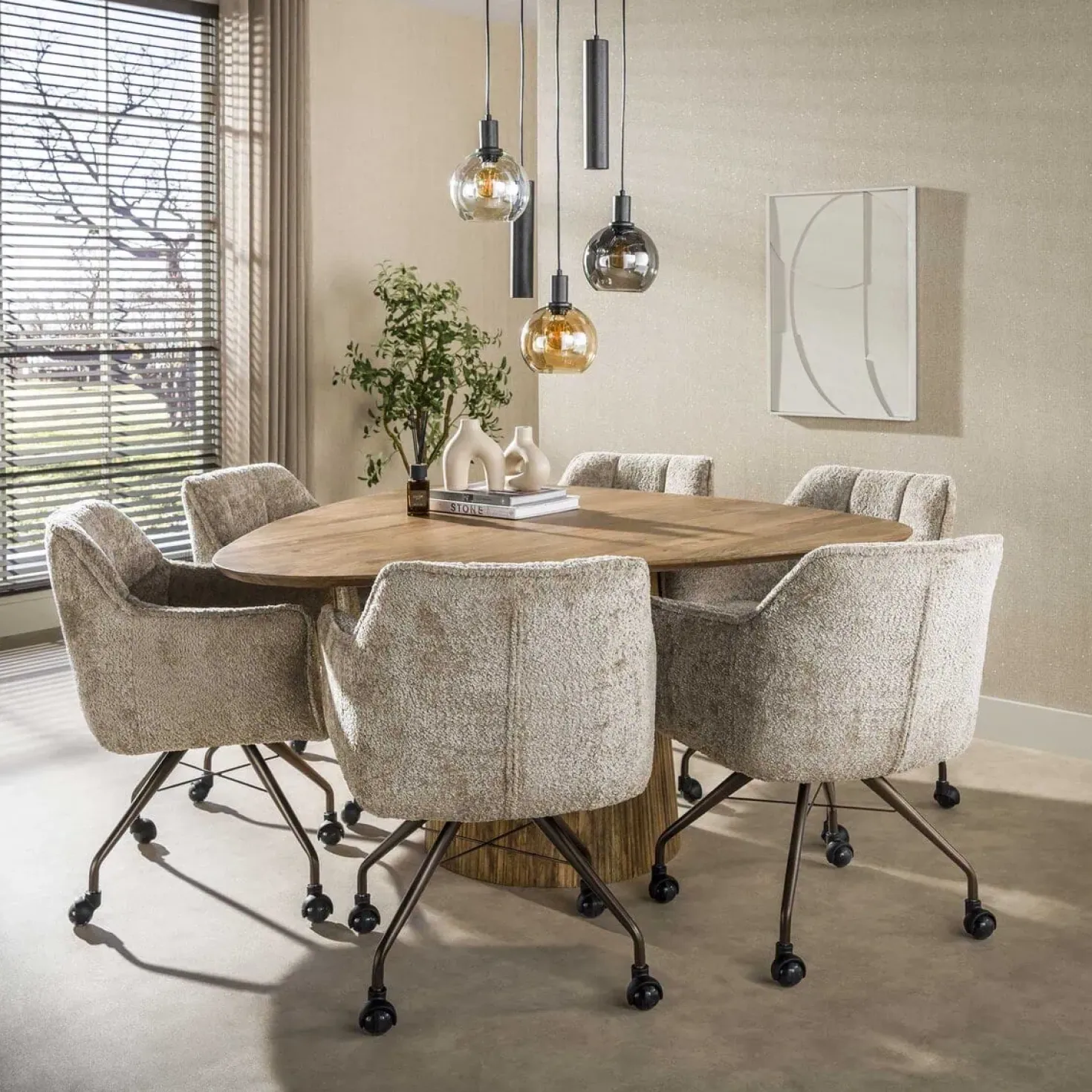 Tessio 5-lichts Hanglamp Getrapt Multikleur glas