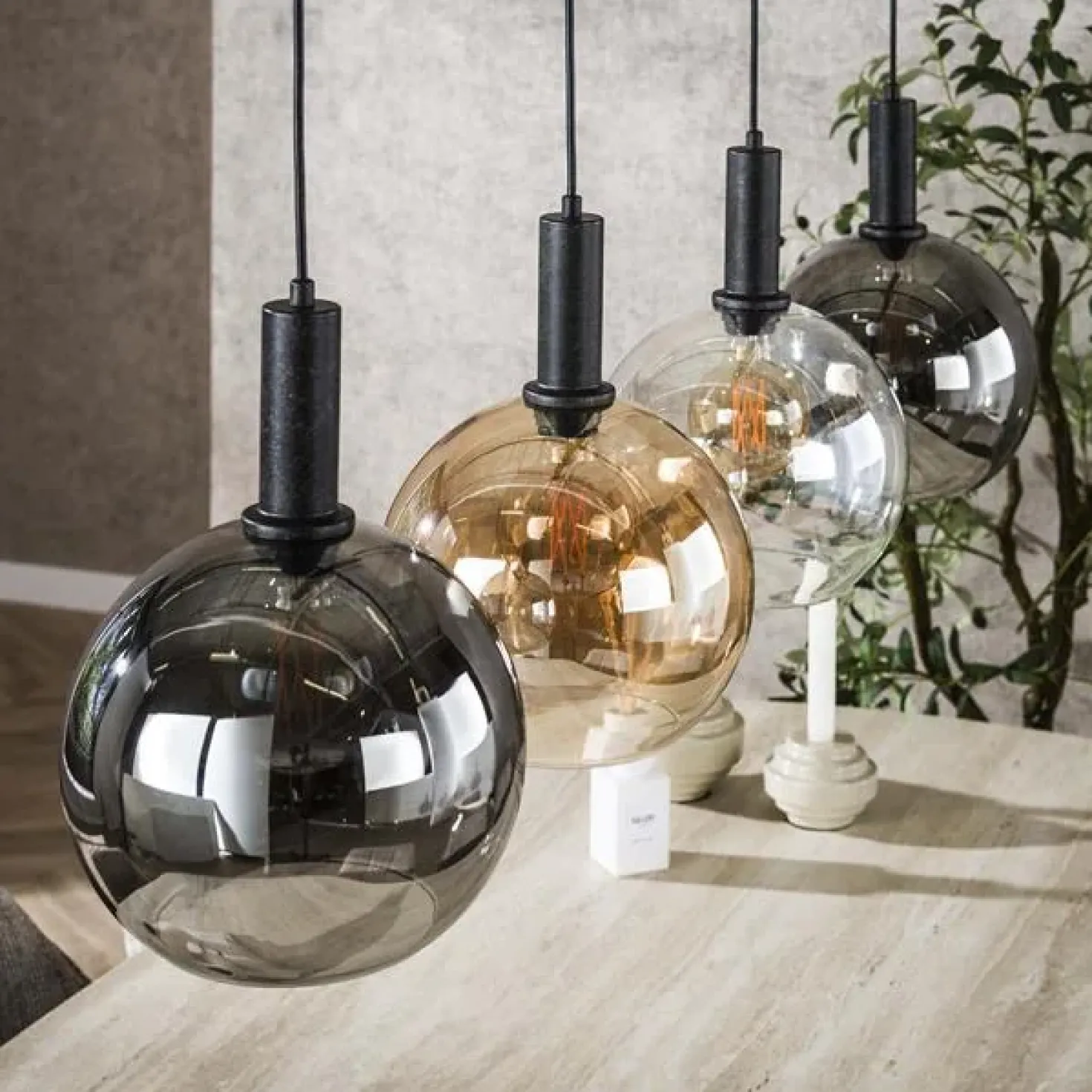 Tessio 4-lichts Hanglamp Multikleur glas