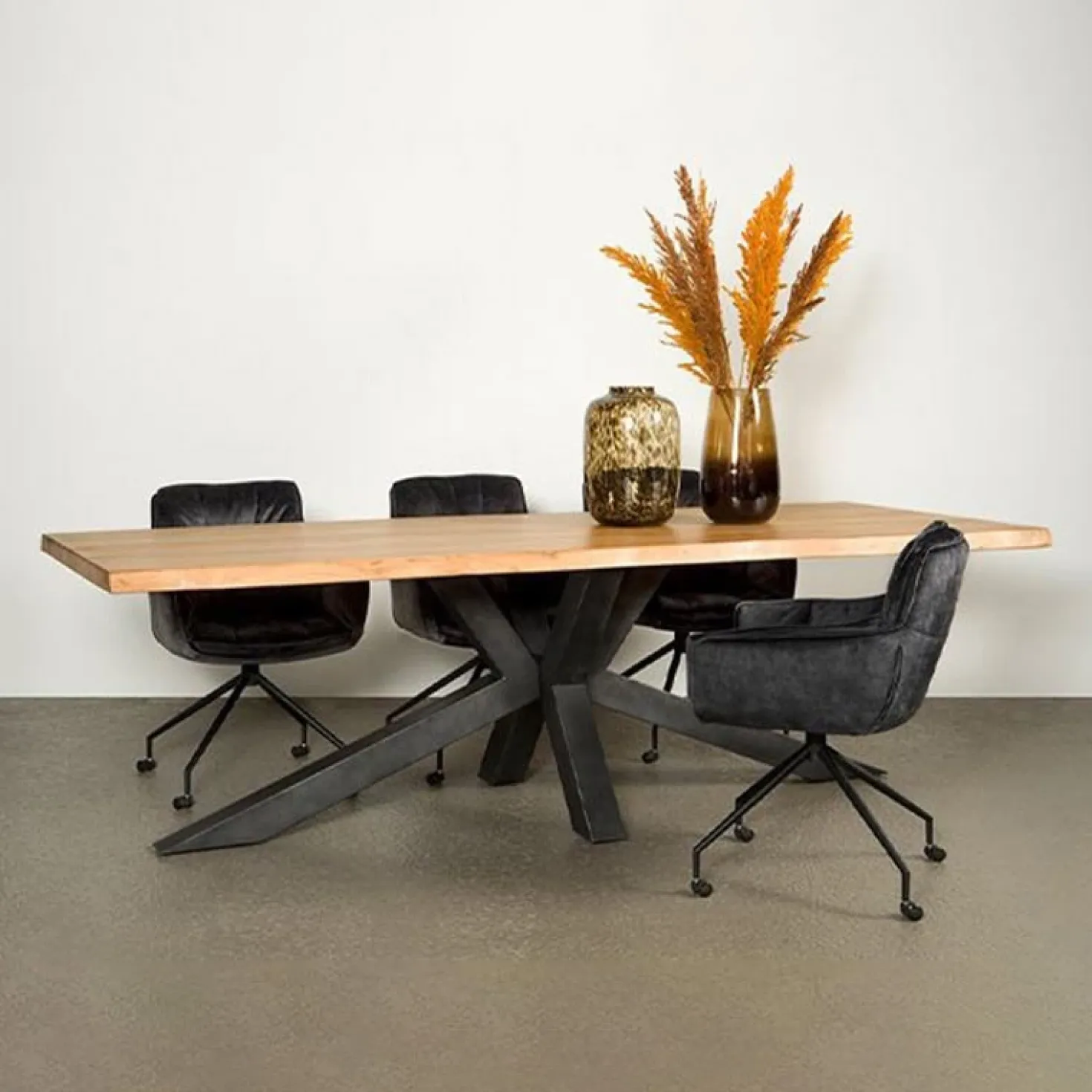 Tiago Eettafel met spinpoot rechthoek acacia hout naturel 260×100
