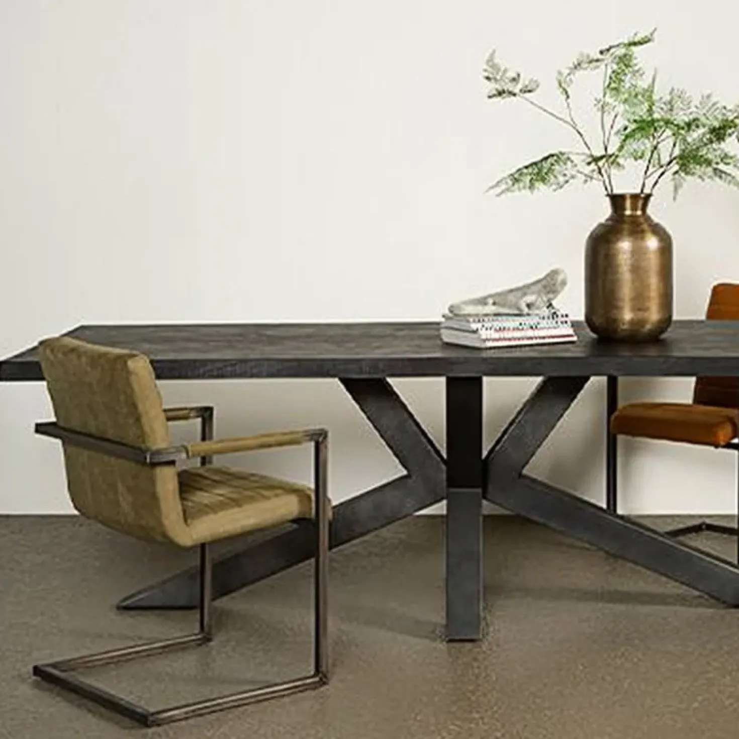 Tiago Eettafel met spinpoot rechthoek acacia hout naturel 180×90