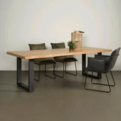 Tiago Eettafel met U poot rechthoek acacia hout naturel 160×90