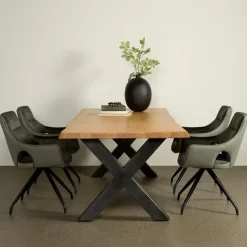 Tiago Eettafel met X poot rechthoek acacia hout naturel 160×90
