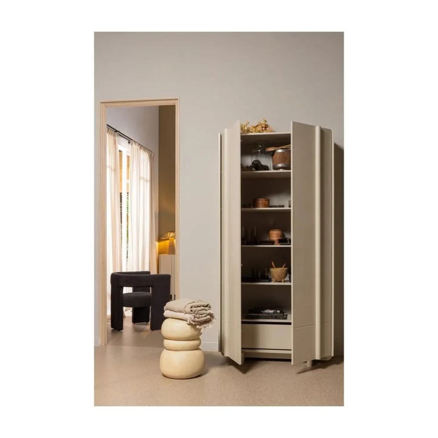 Tiwa Fauteuil Boucle Donkergrijs