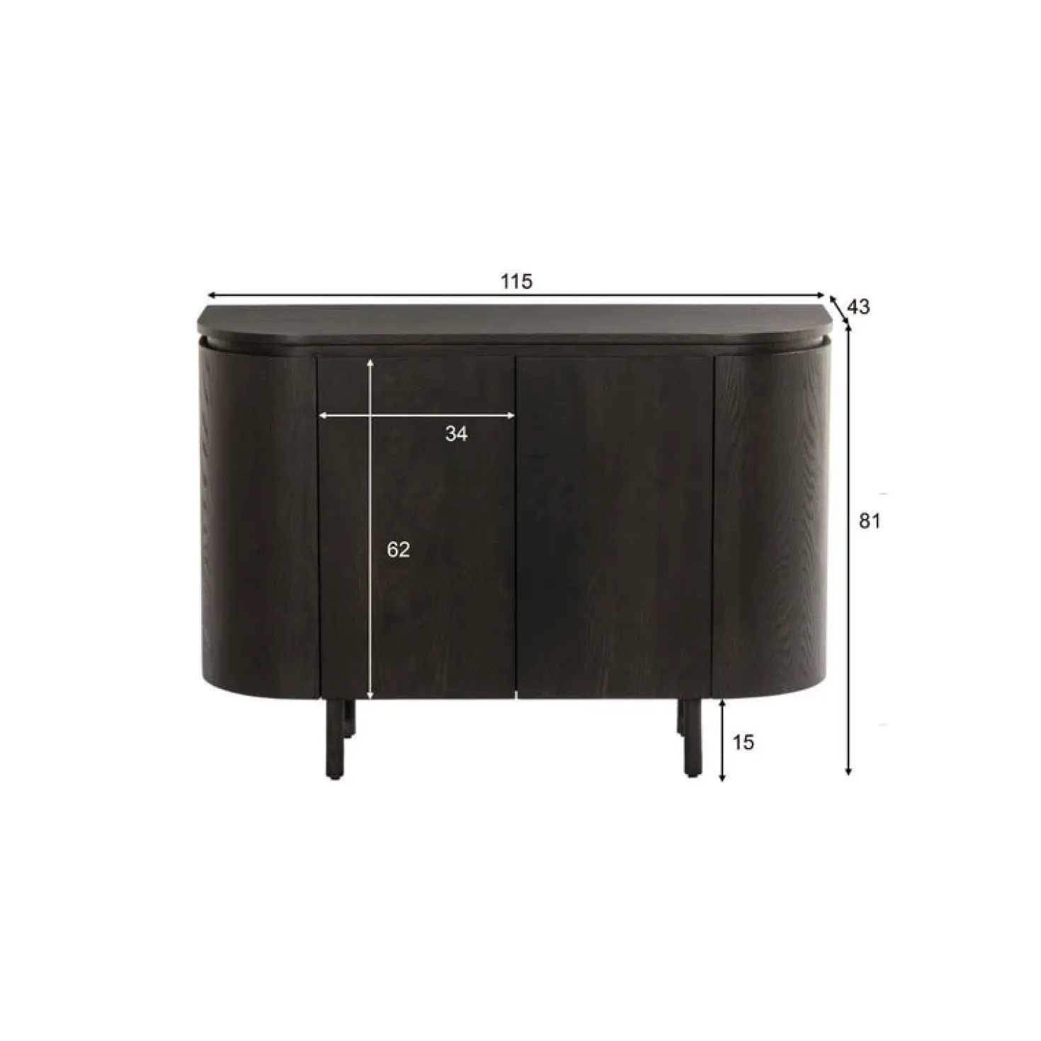 Tobago Wandkast laag Espresso eiken 115cm